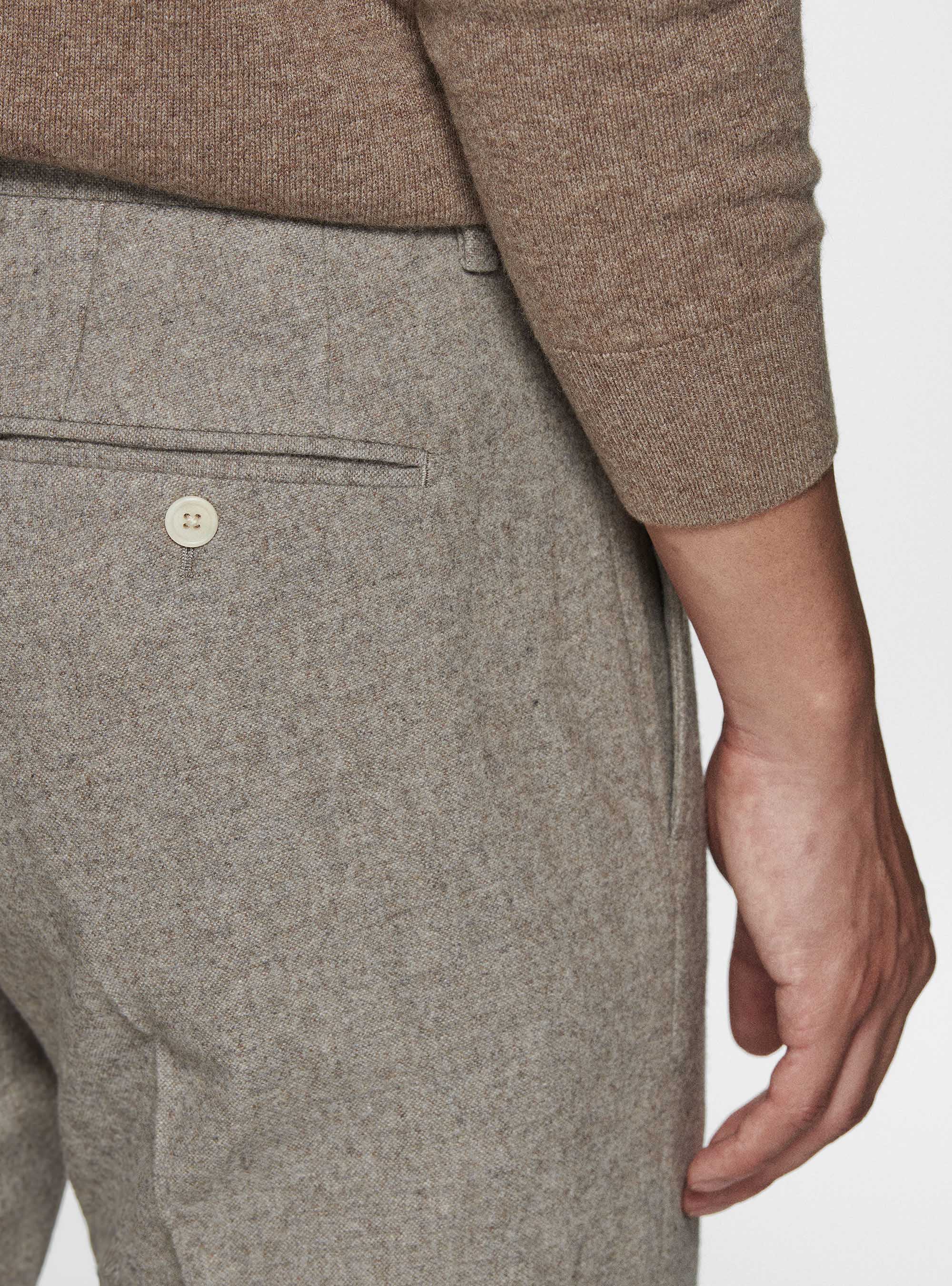 Pantaloni in flanella di misto lana Duemilagori, SABBIA