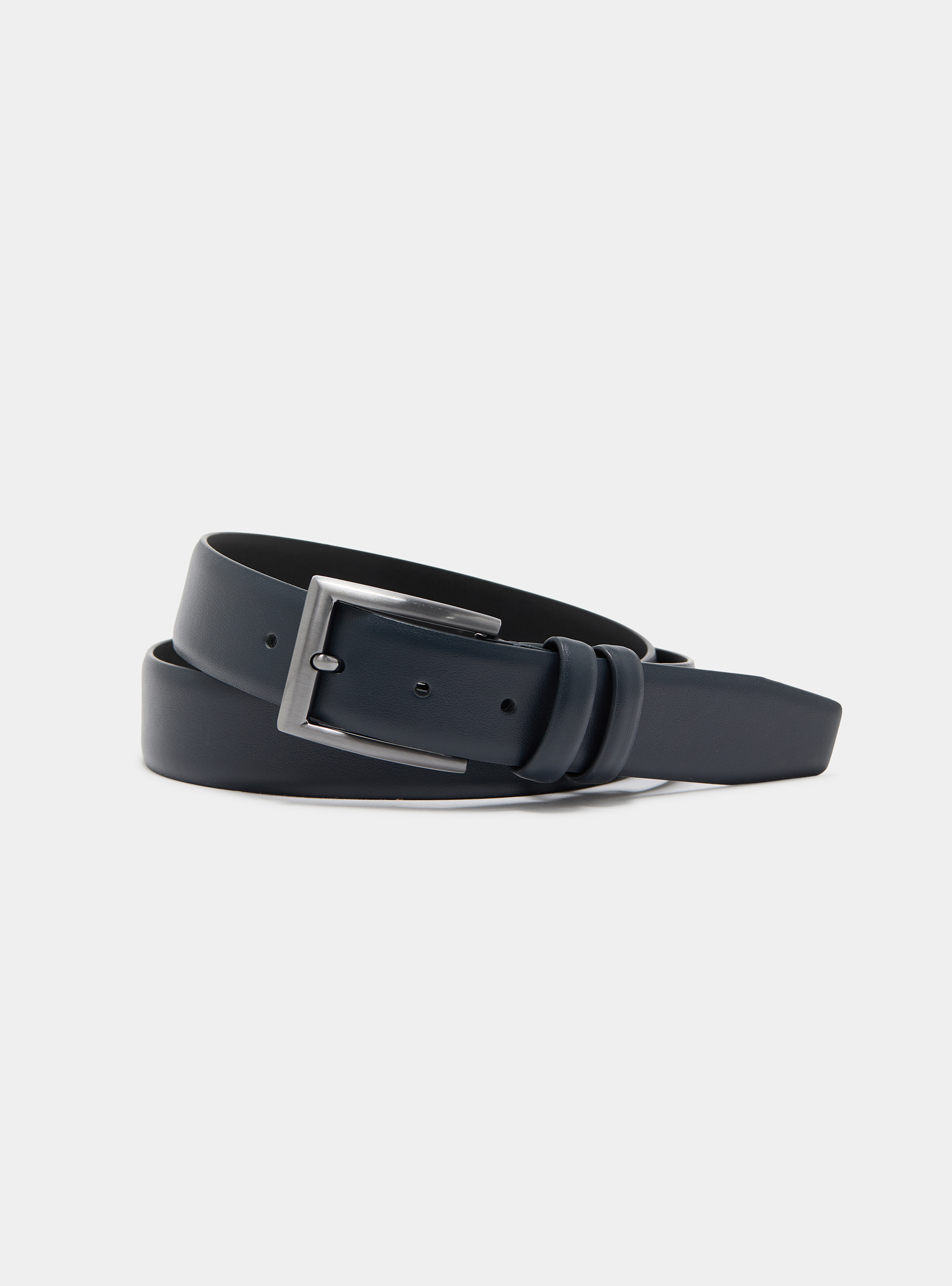 Leather belt, NAVY BLUE