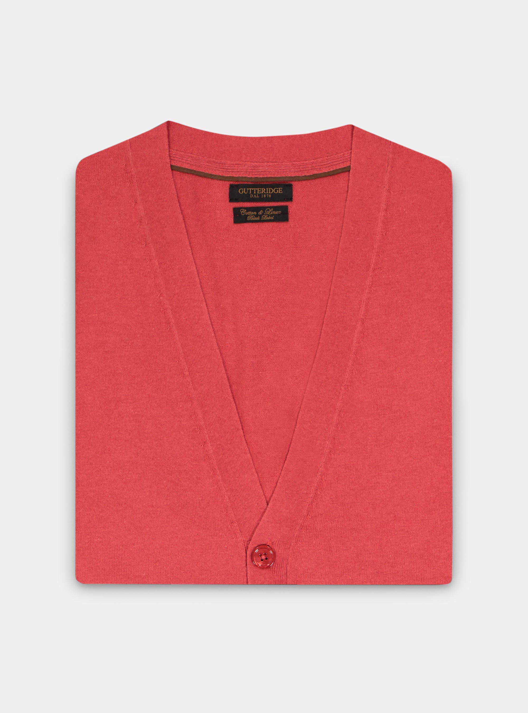 Gilet in maglia in cotone e lino, ARANCIONE