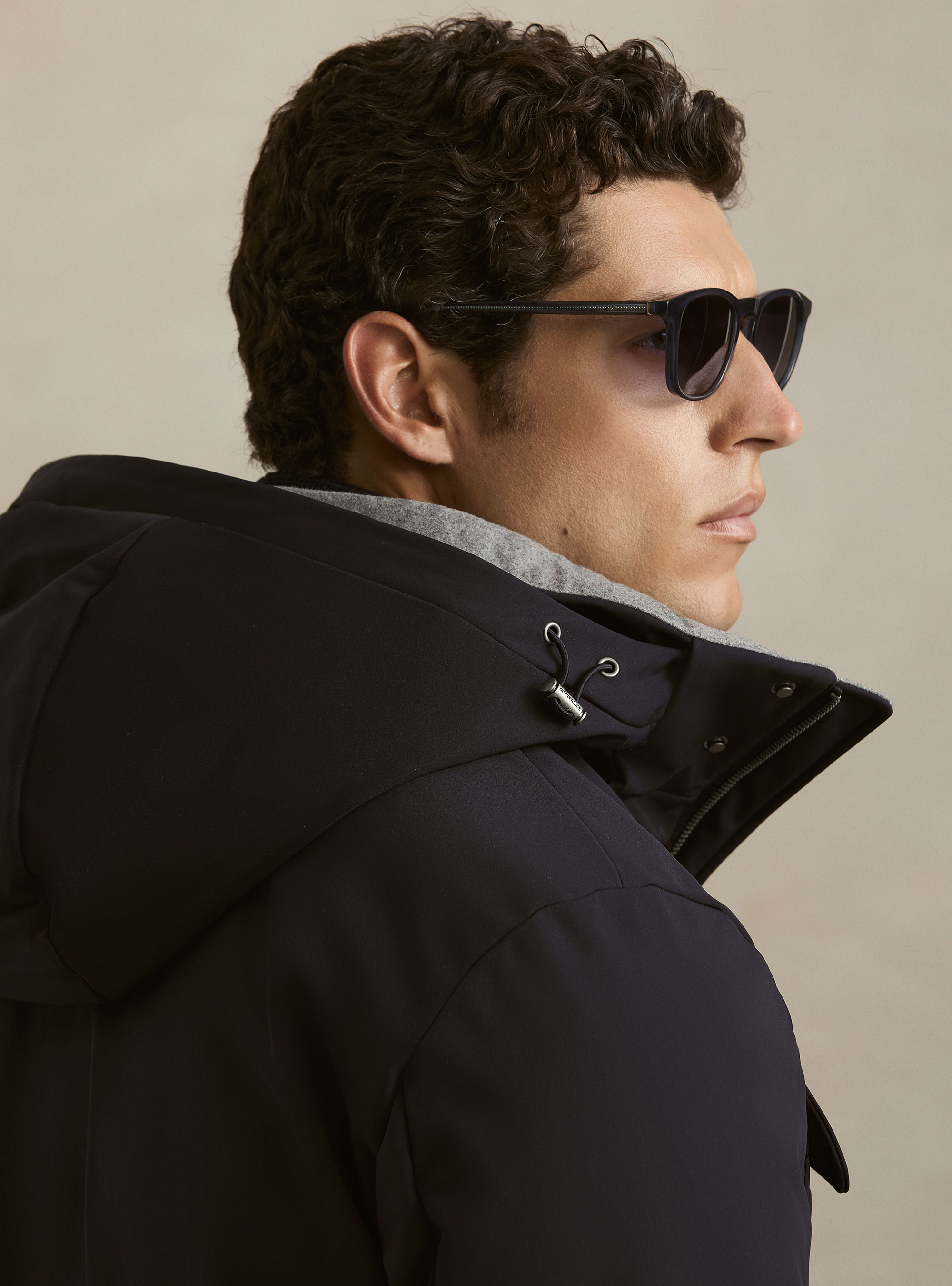 Giubbino tecnico con coulisse e cappuccio, BLU NAVY