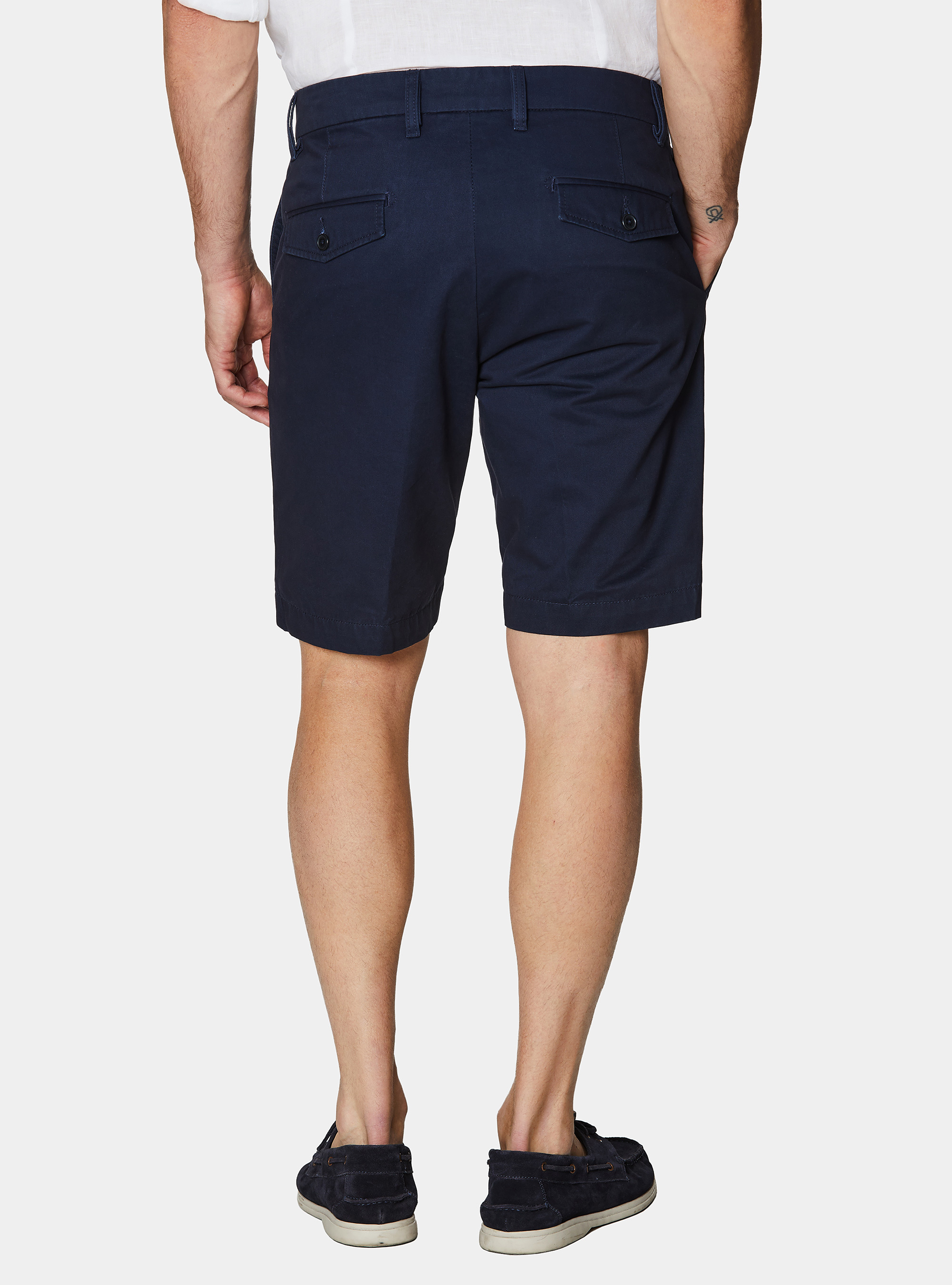 Cotton twill chino Bermuda shorts, NAVY BLUE