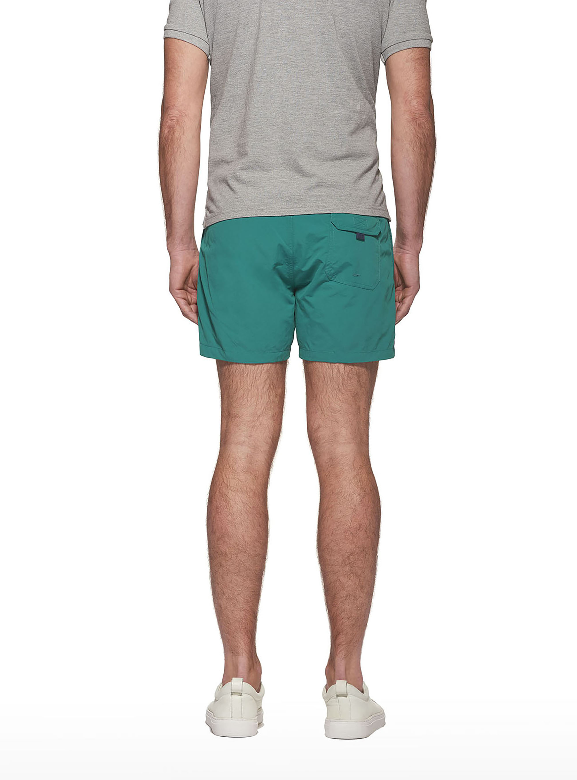 Basic plain colour swimsuit with embroidery, GREEN