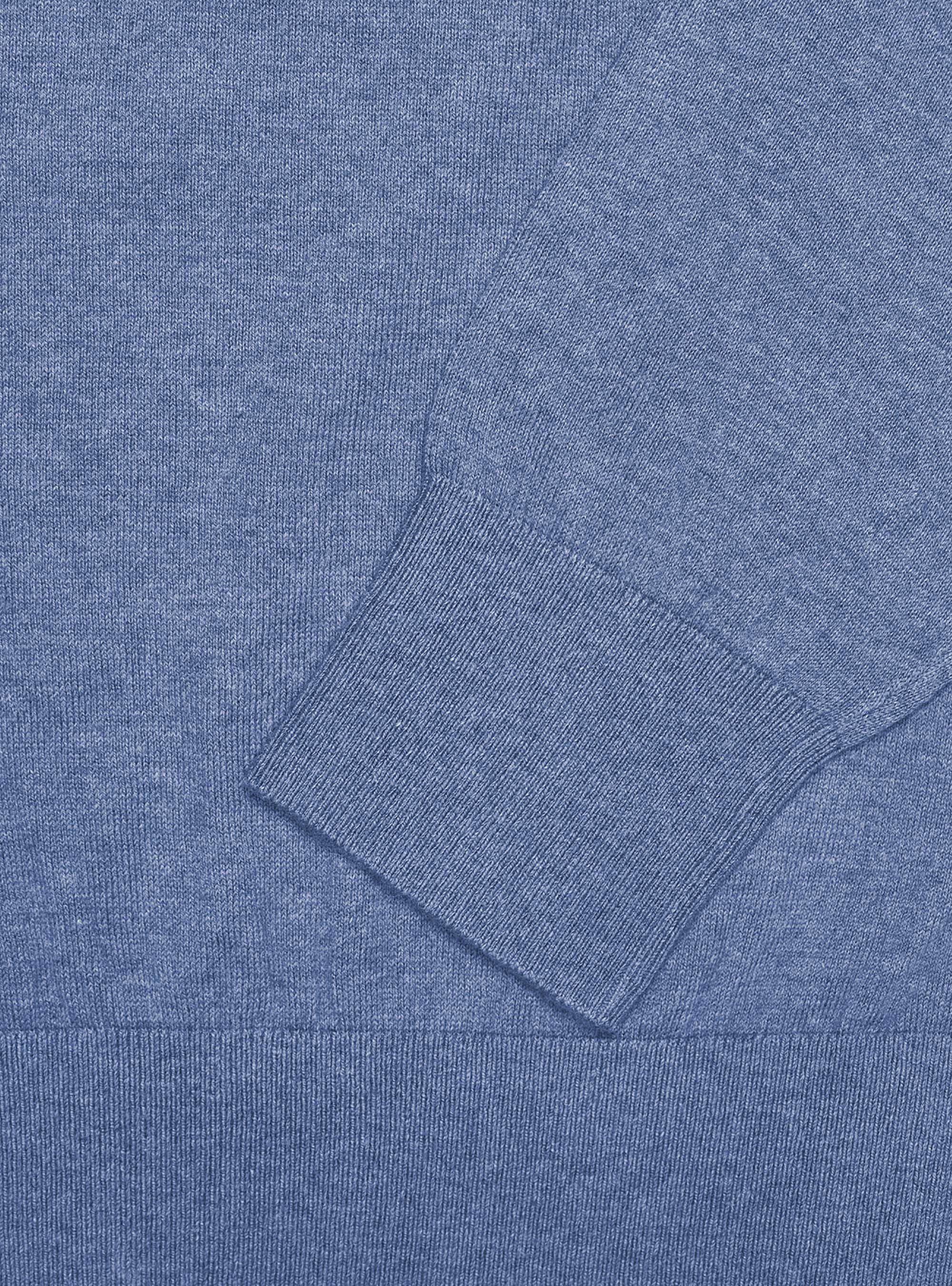 Maglia girocollo in cotone seta cashmere, AZZURRO