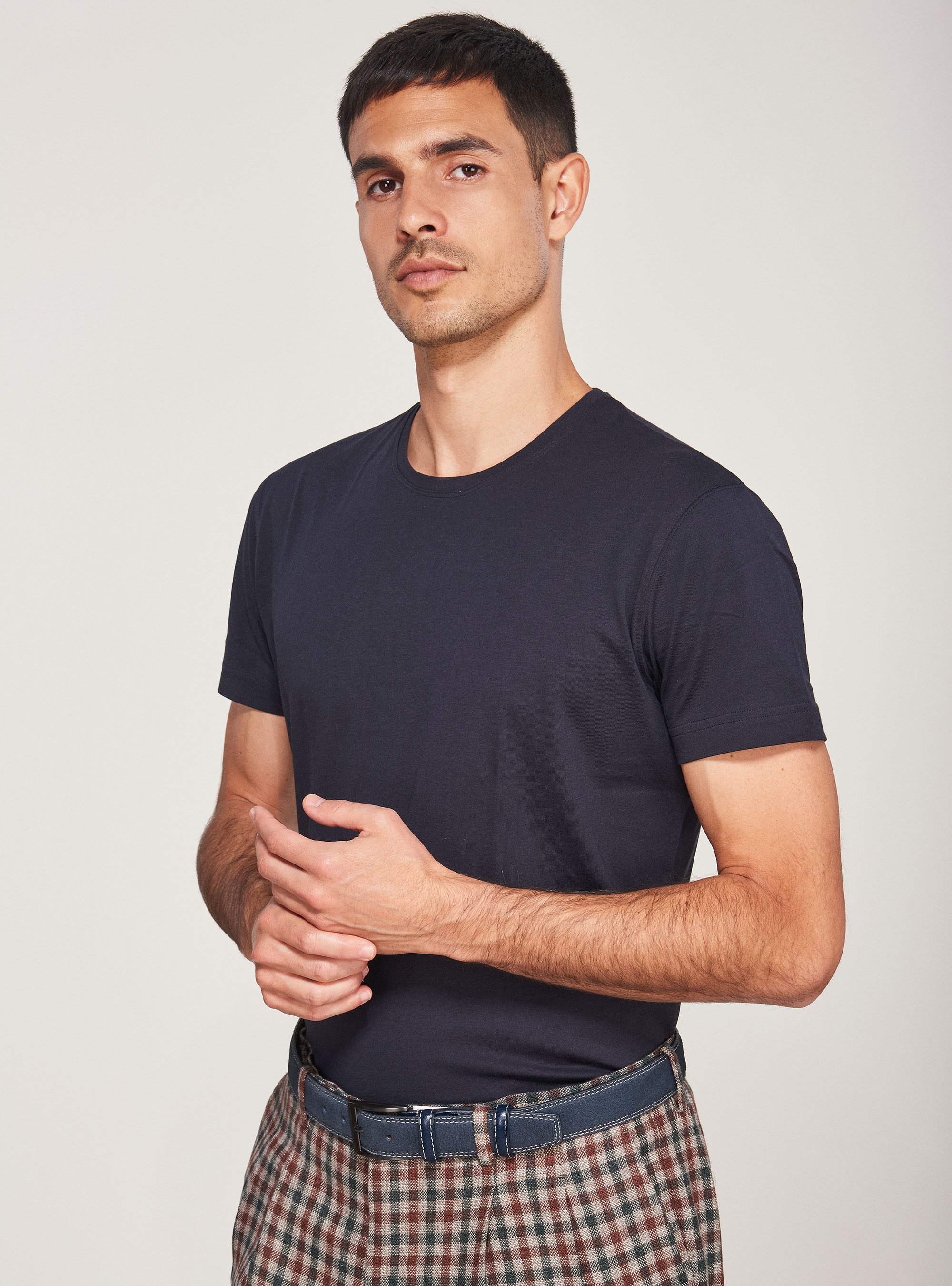 Supima cotton jersey t-shirt, NAVY BLUE