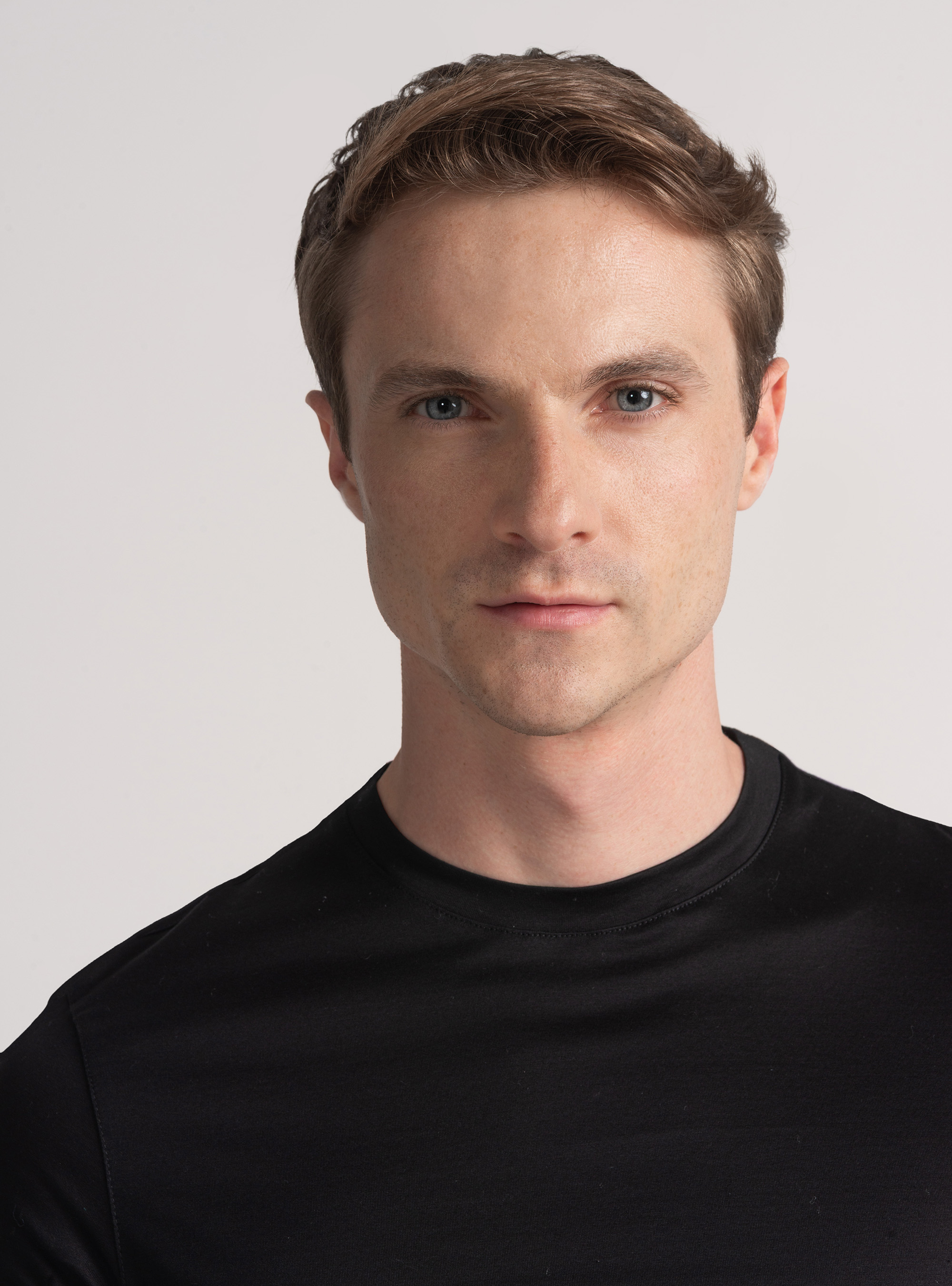 T-shirt manica corta in cotone filo di scozia, NERO