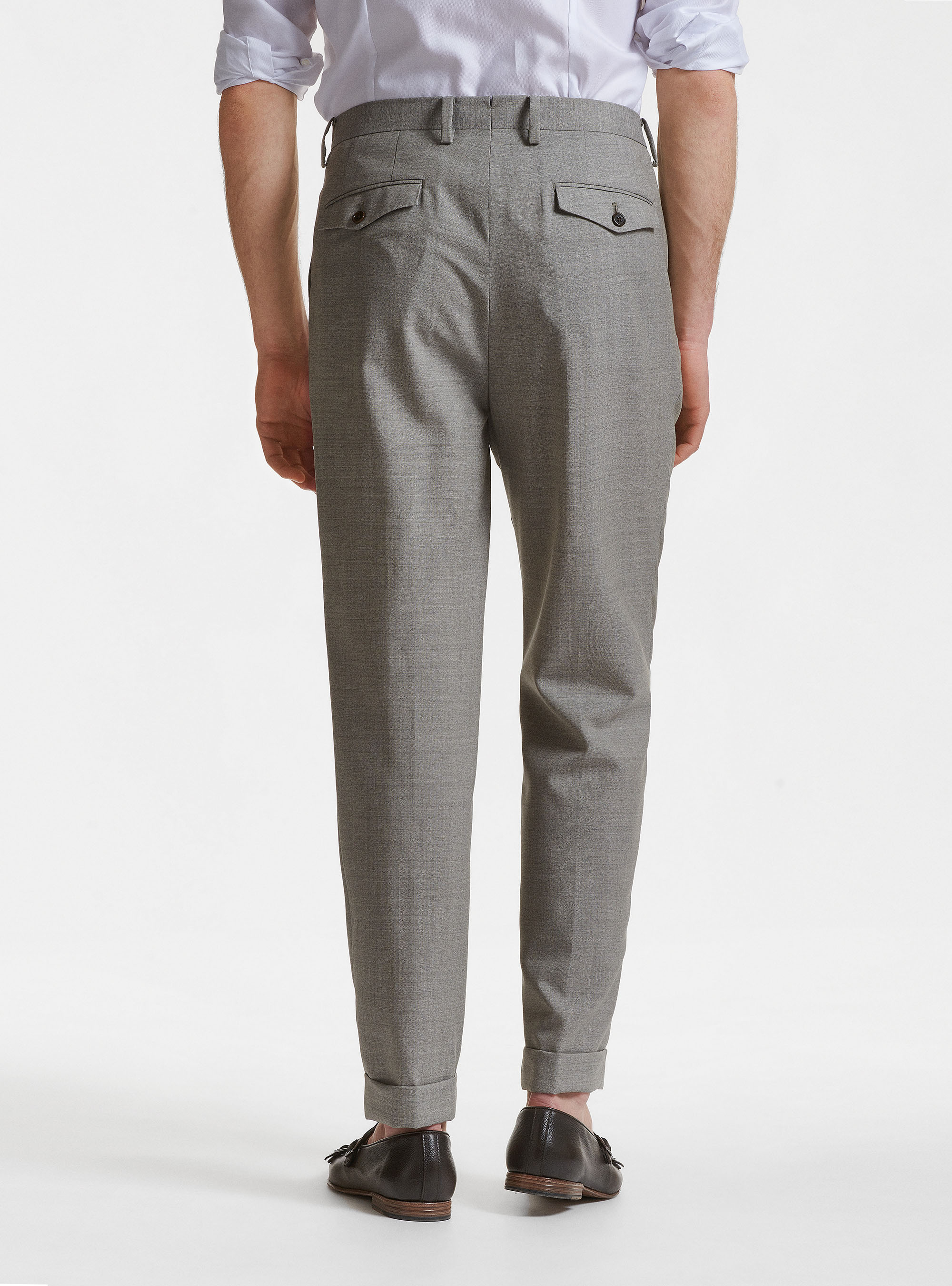 Pantaloni con pinces in pura lana Vitale Barberis Canonico, ECRU