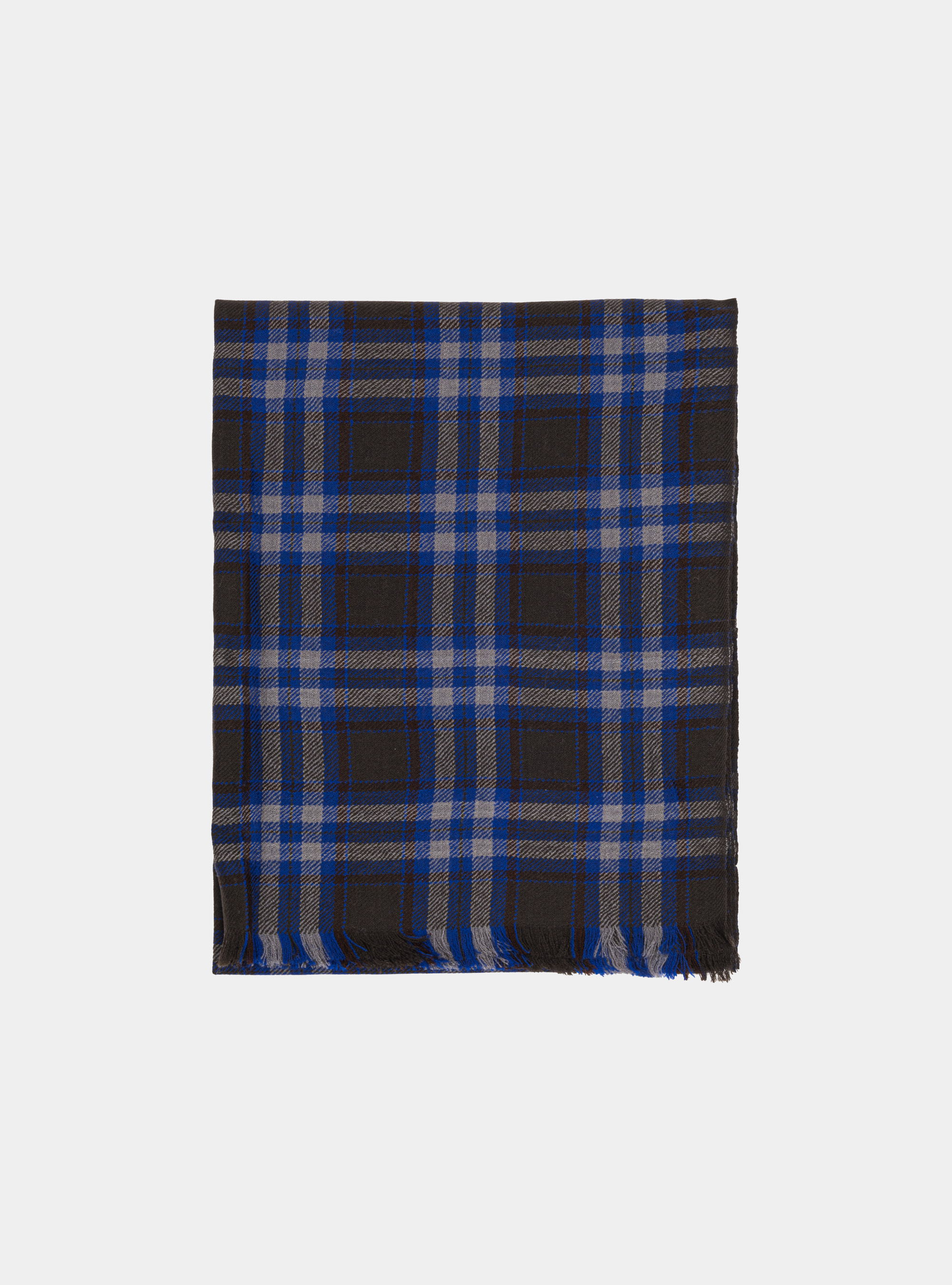 Sciarpa in lana a quadri armatura diagonale, INCHIOSTRO