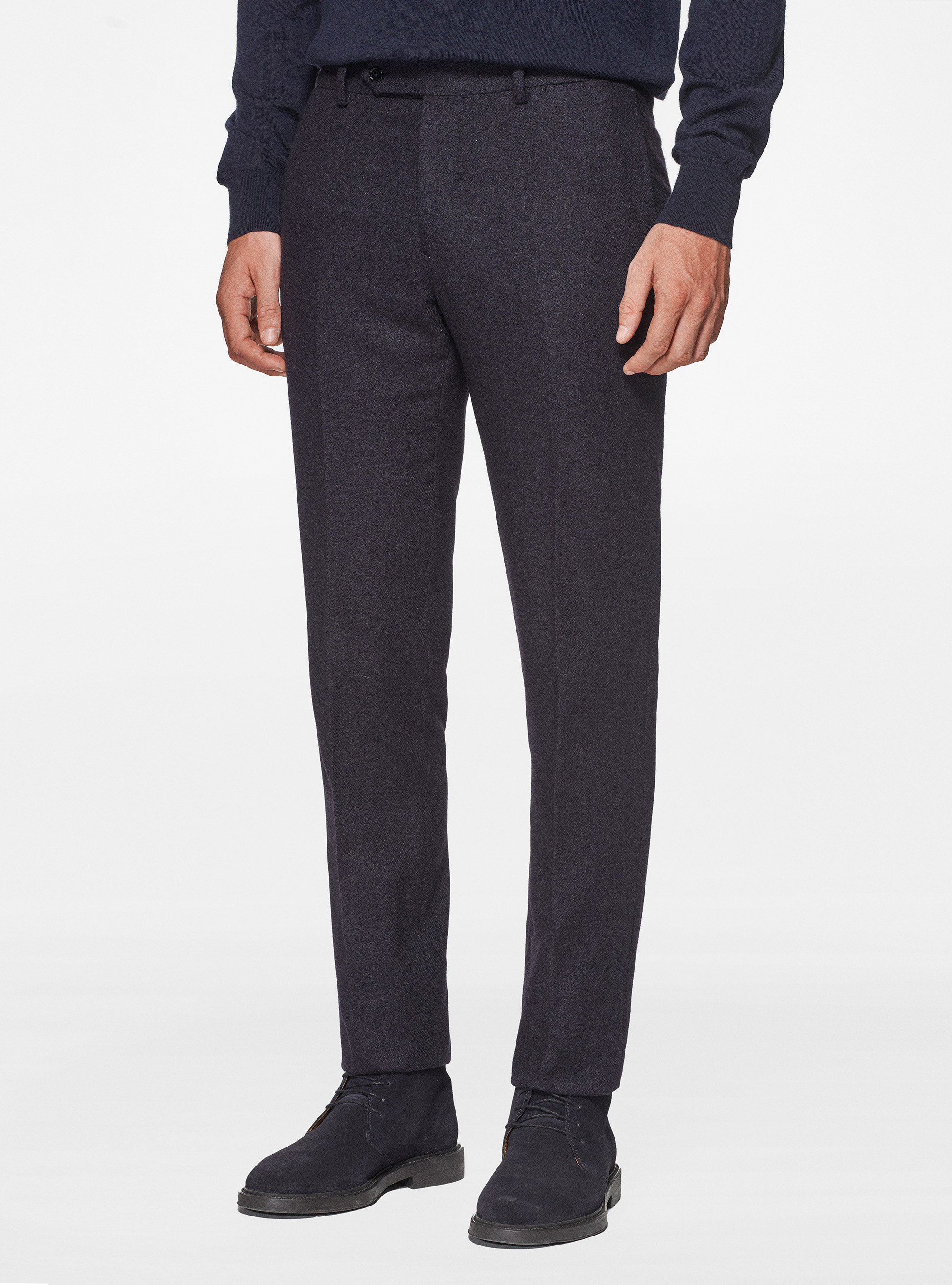 Flannel trousers, NAVY BLUE