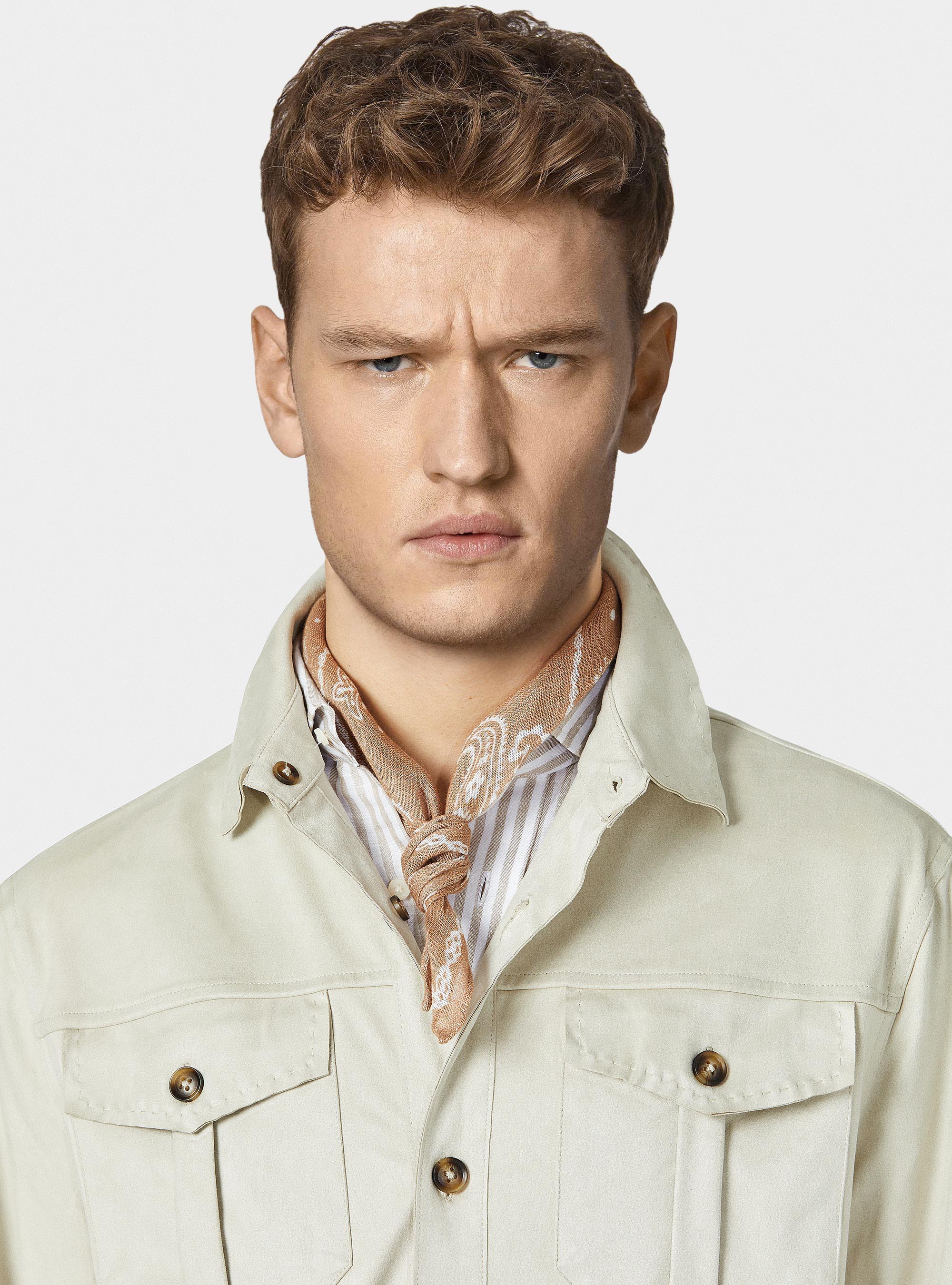 Suede effect shirt jacket, ECRU