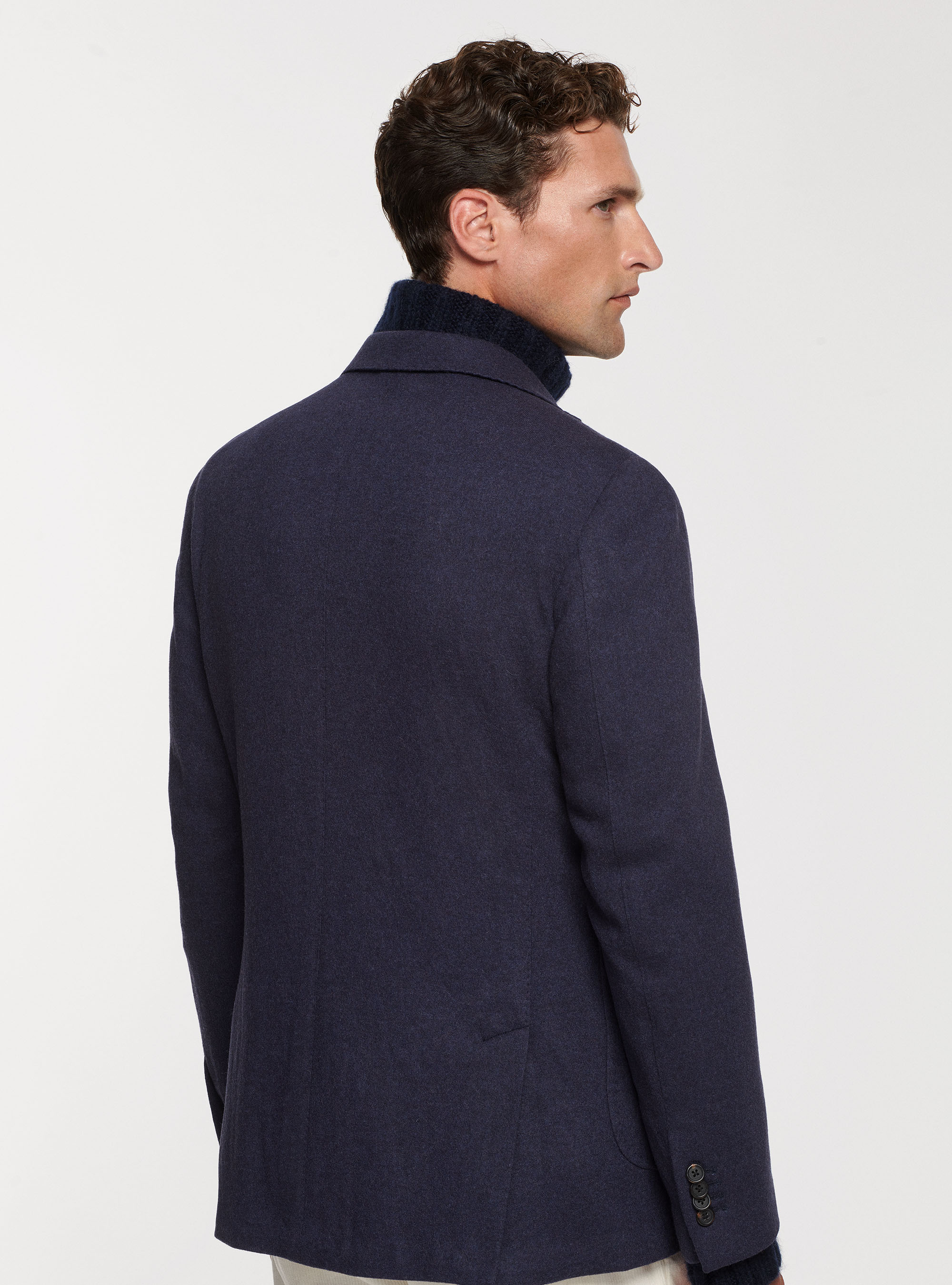 Giacca sfoderata in pura lana, BLU NAVY