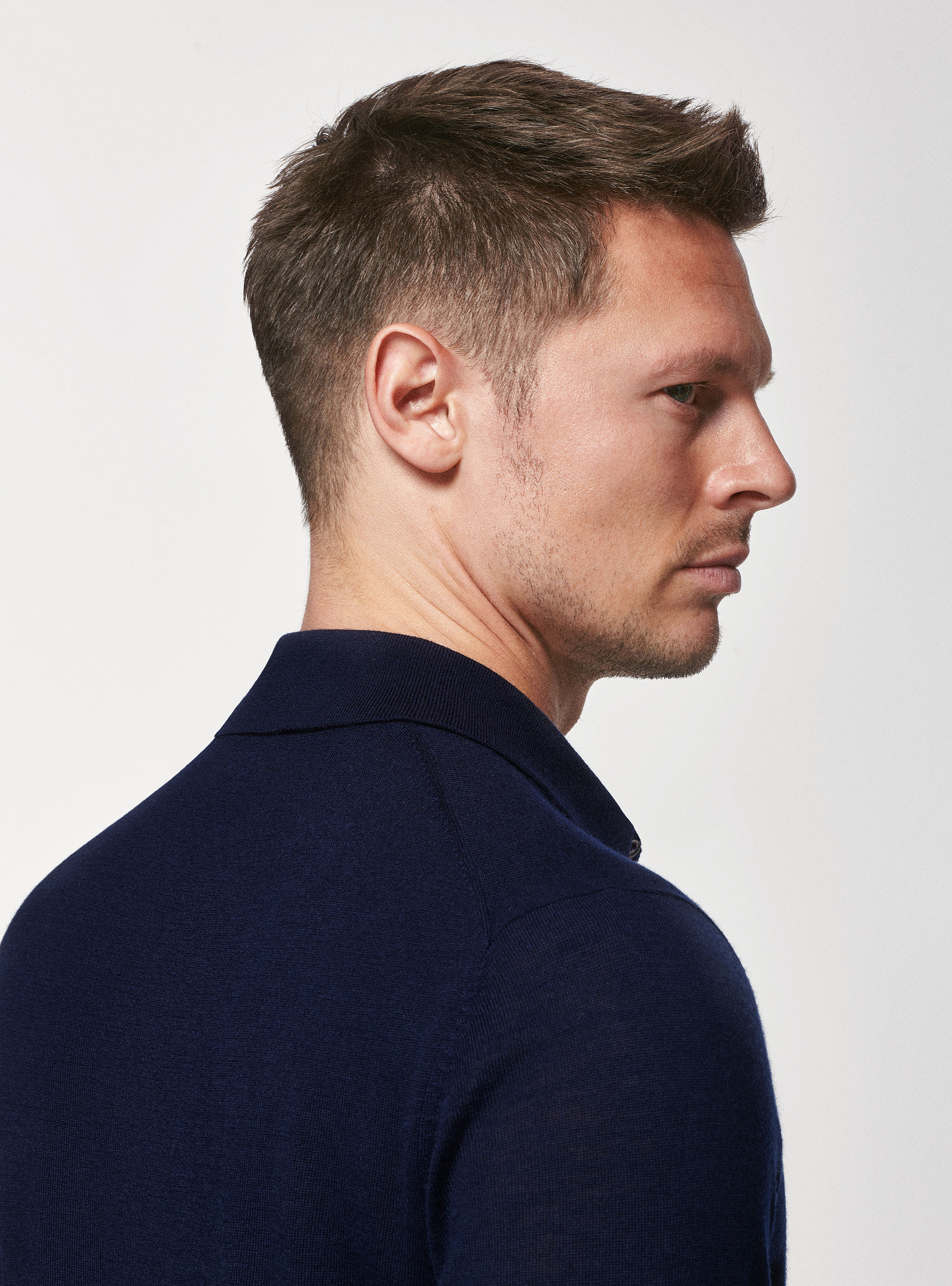 Pure merino wool polo shirt, NAVY BLUE