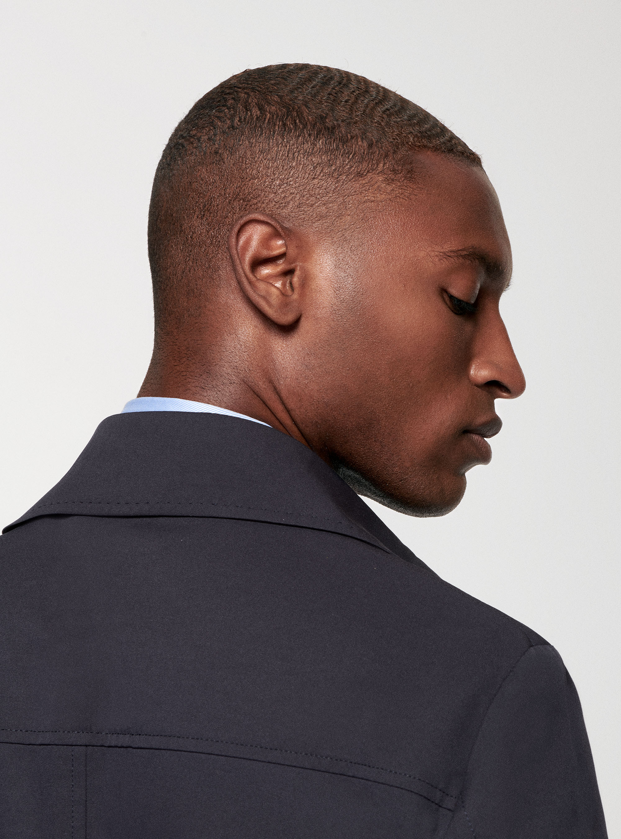 Trench doppiopetto in twill, BLU NAVY