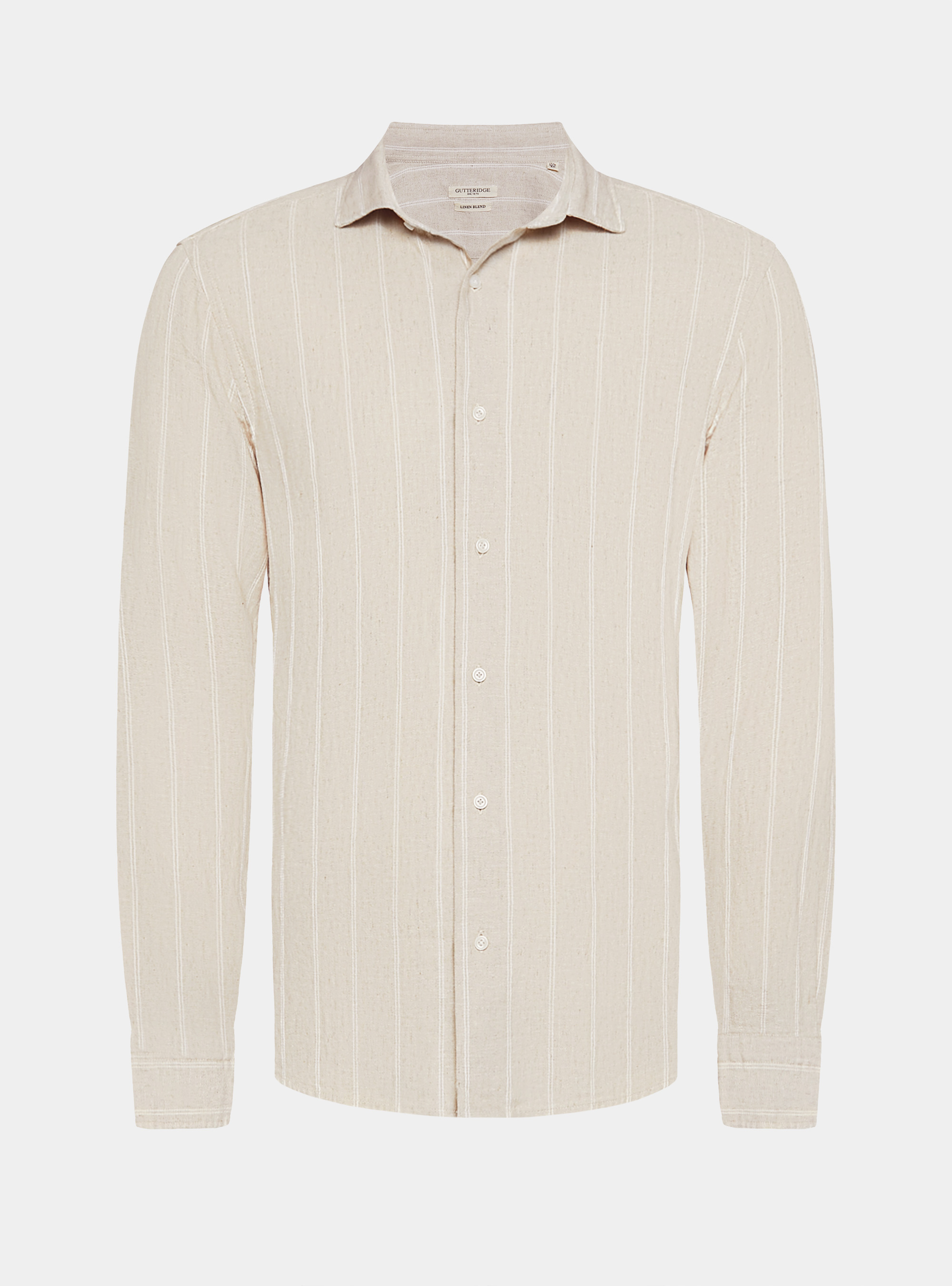 Camisa de rayas de crep&eacute; de lino y algod&oacute;n, ARENA