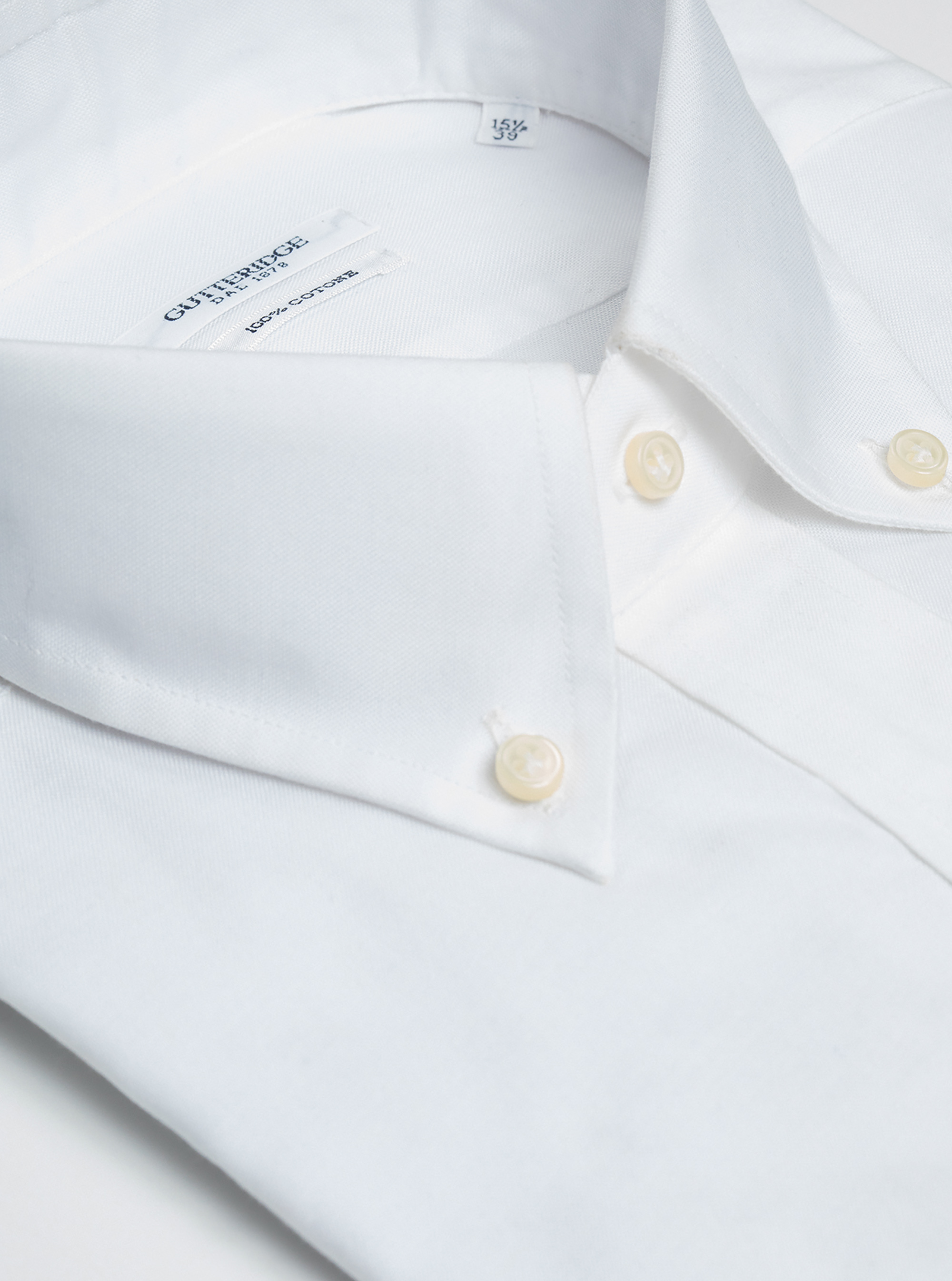 Camicia in oxford unito con collo button down, BLANCO