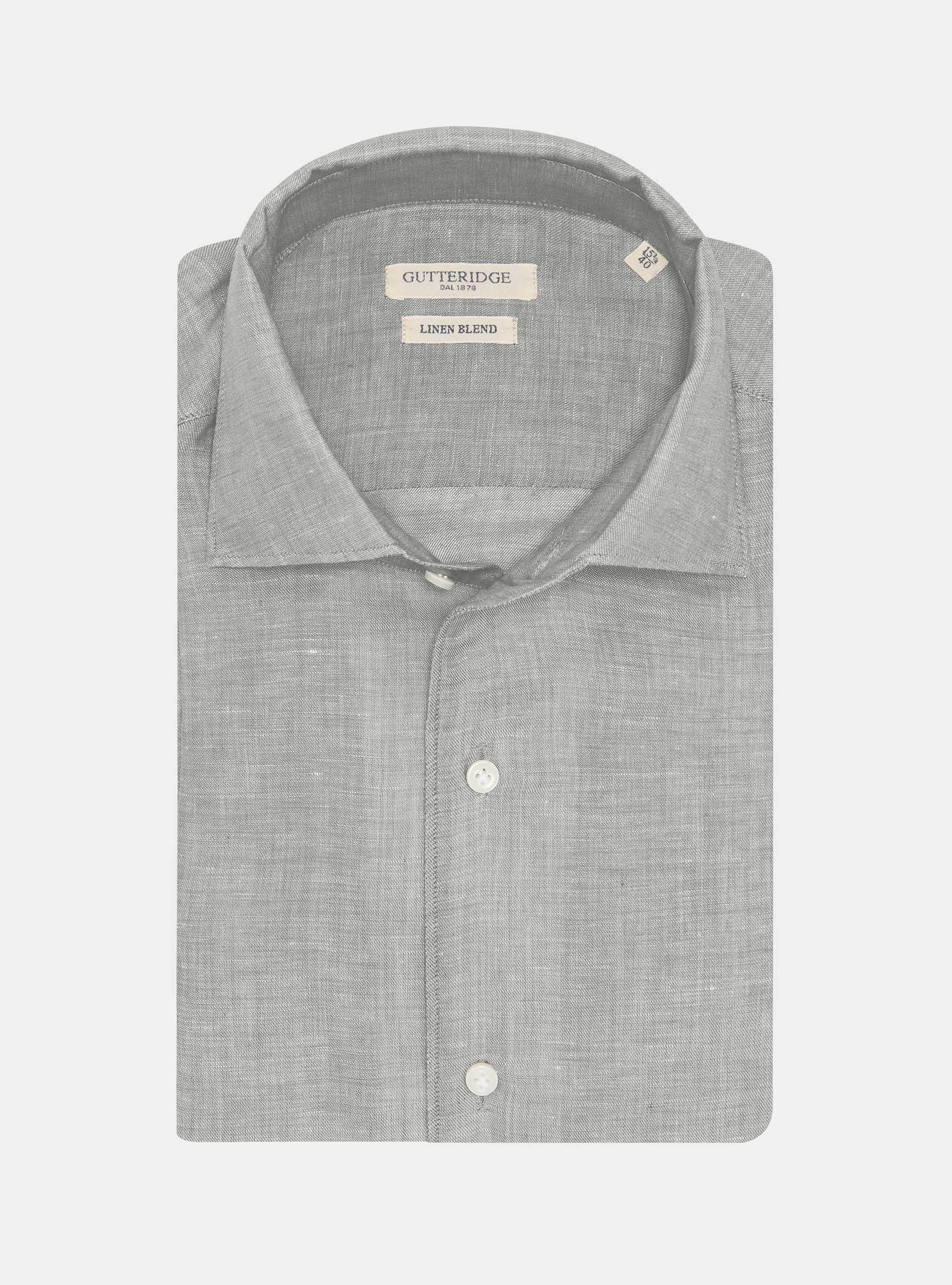 Linen-blend shirt with facing, SALVIA 0602C