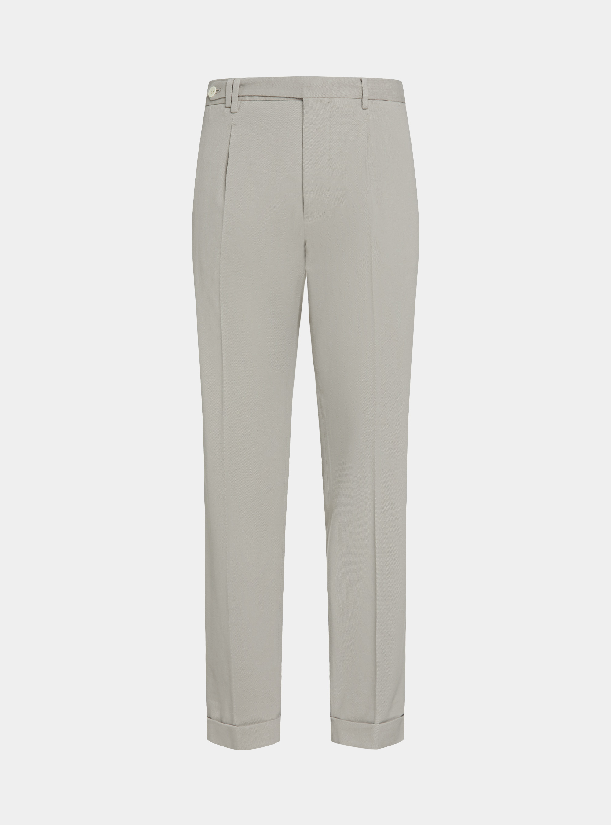 Pantaloni con pince in twill di cotone e cashmere, ECRU