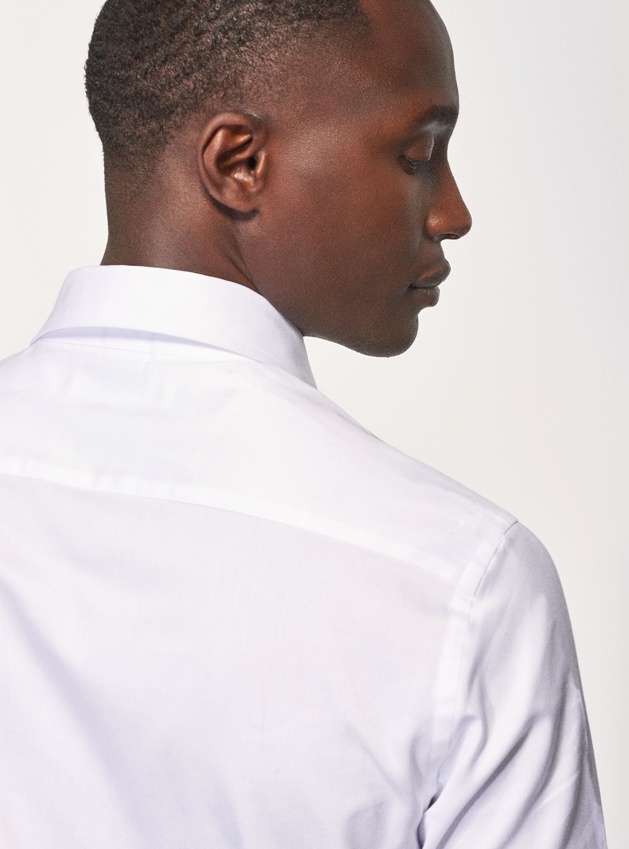 Slim fit cotton twill shirt, WHITE