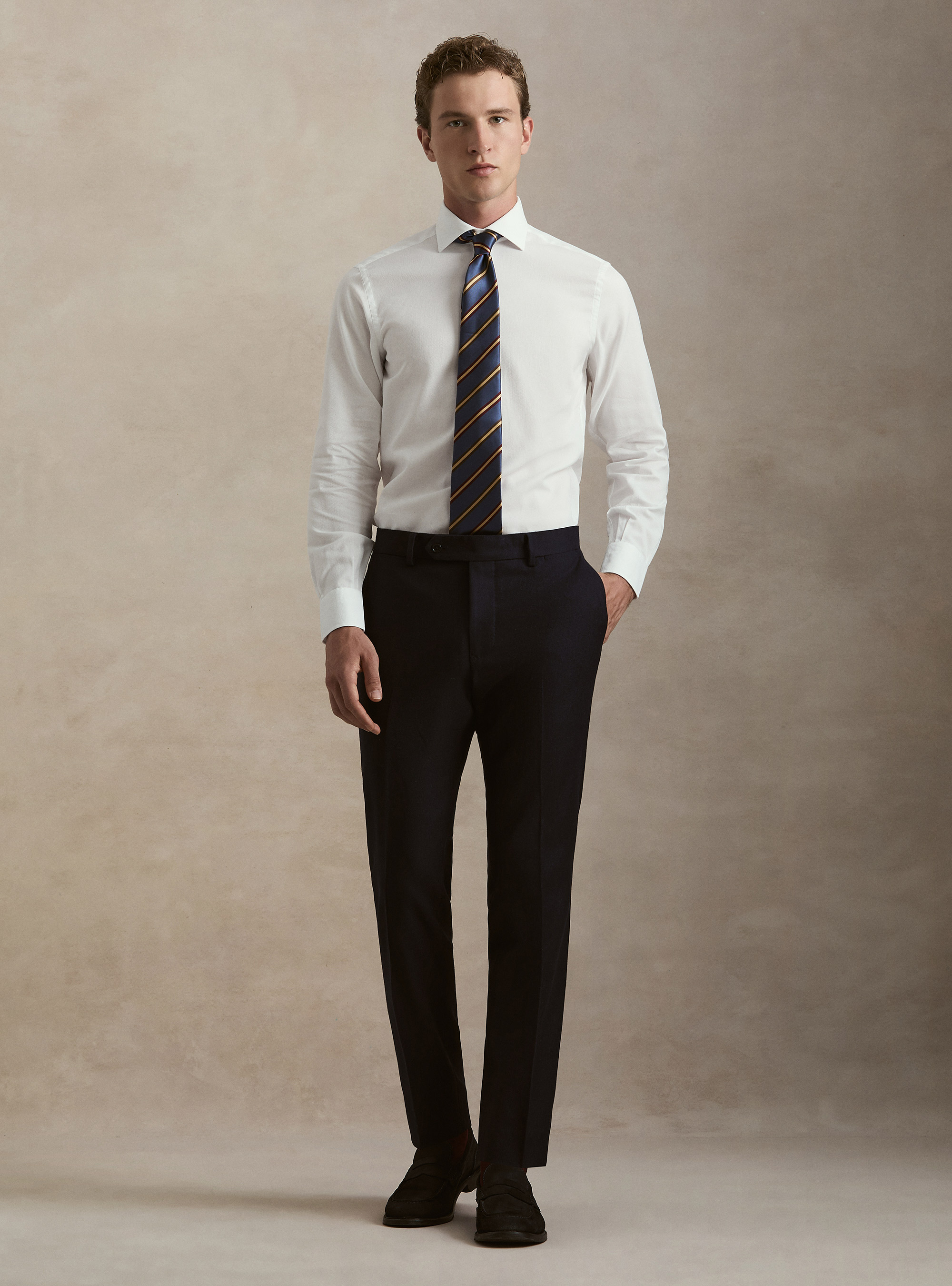 Pantaloni in misto lana, BLU NAVY