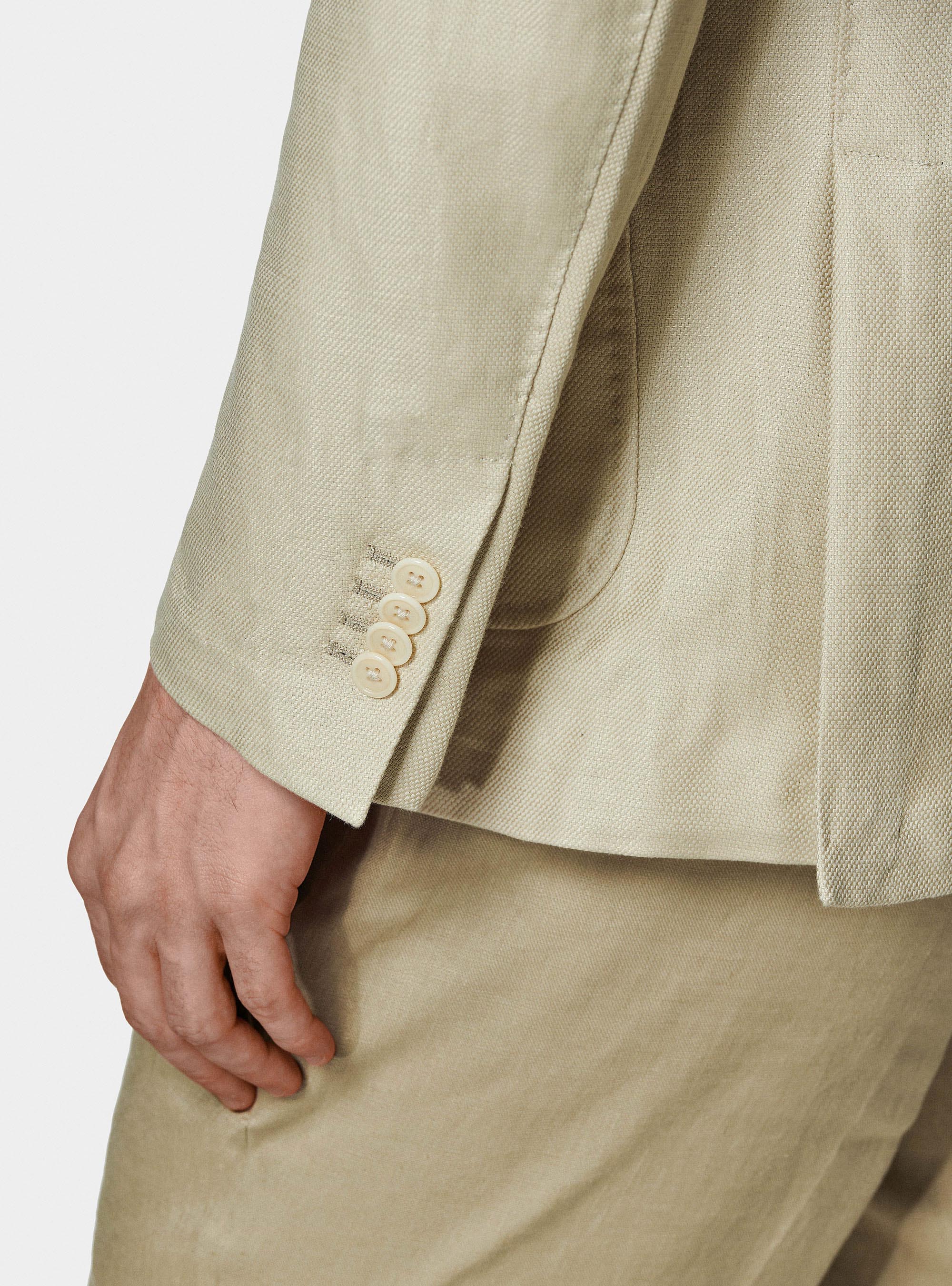 Giacca hopsack in cotone e lino, SABBIA