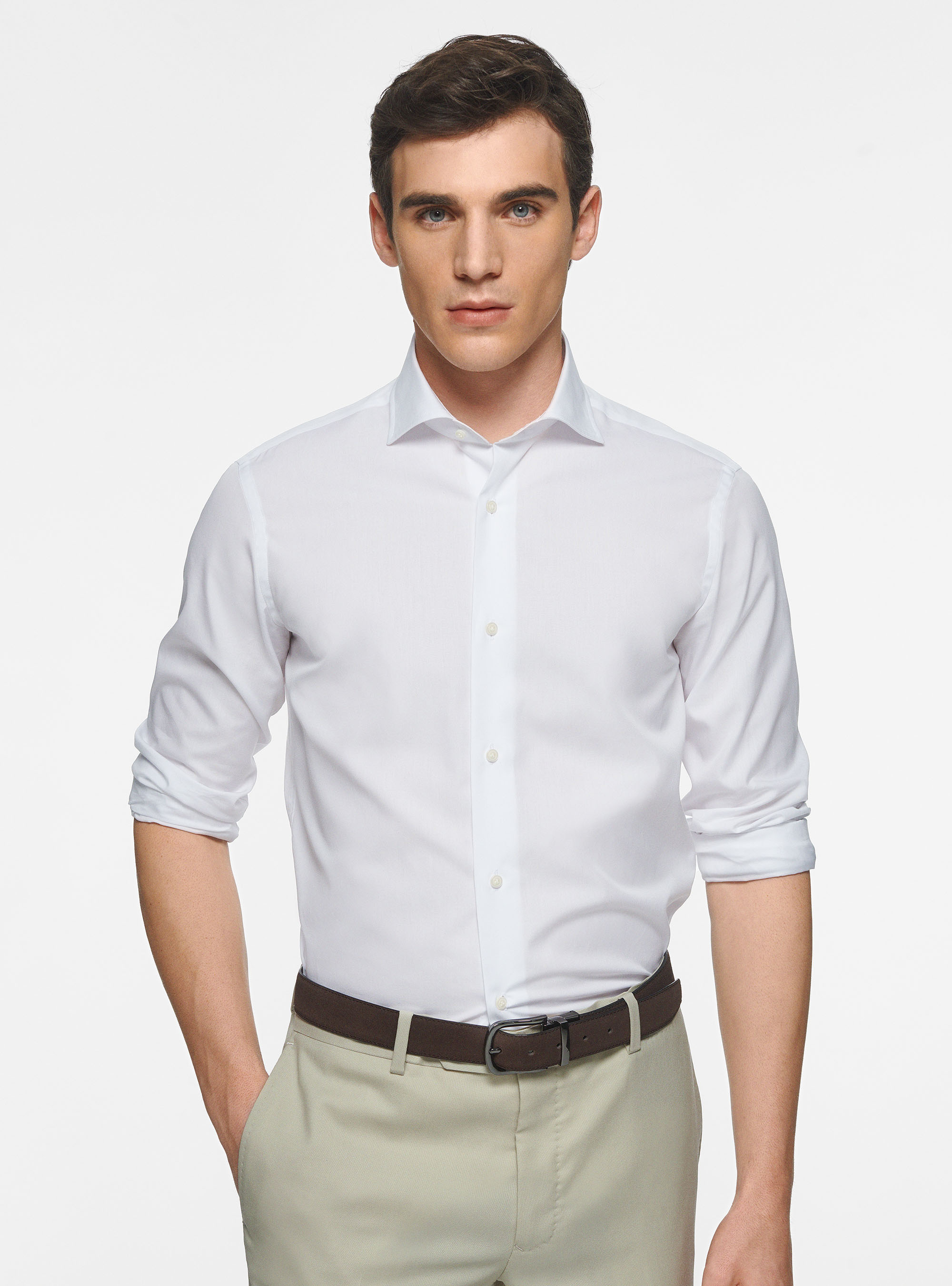 Chemise en coton fil à fil, BLANC