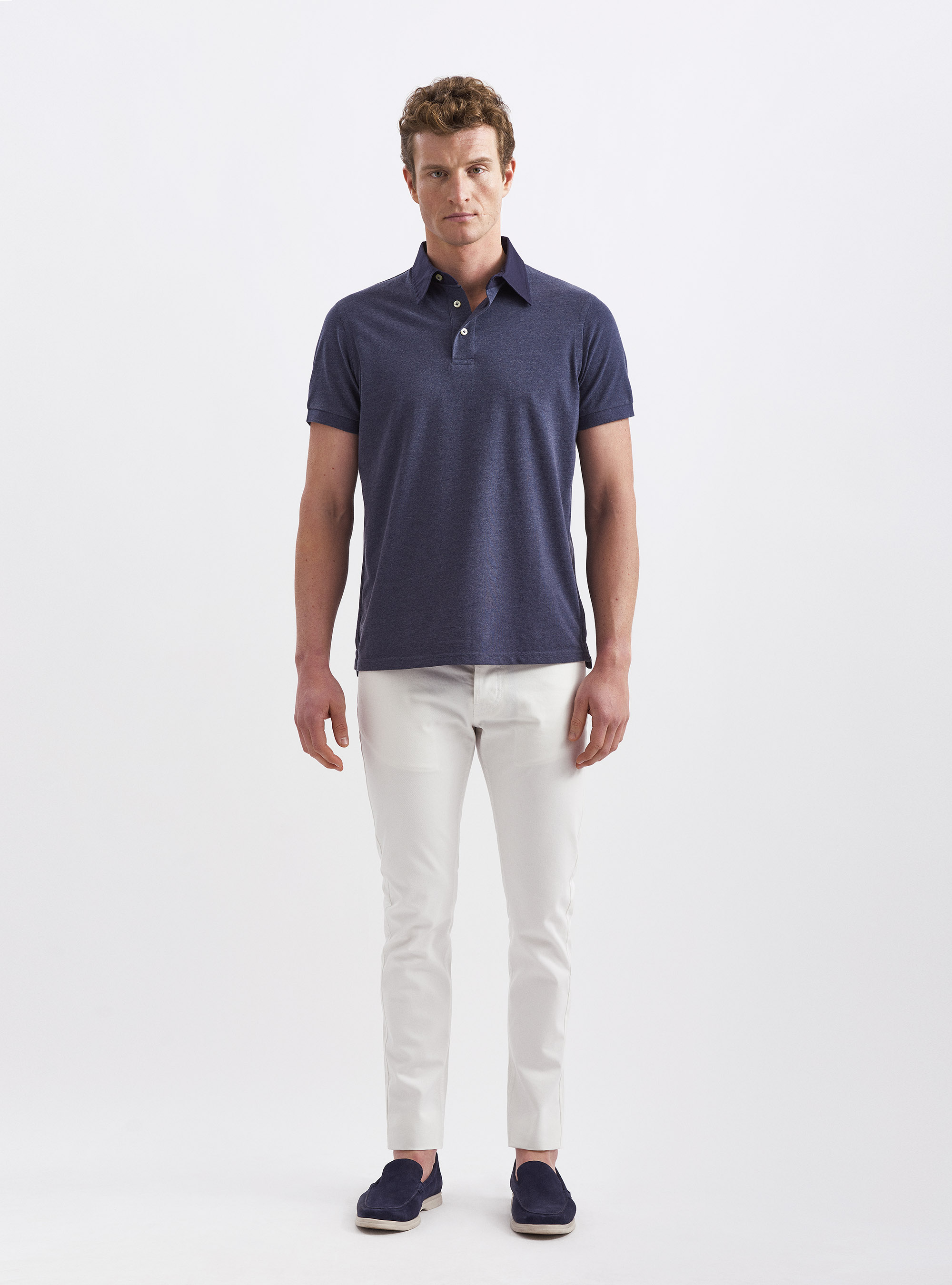 Twill shirt collar polo shirt, INK