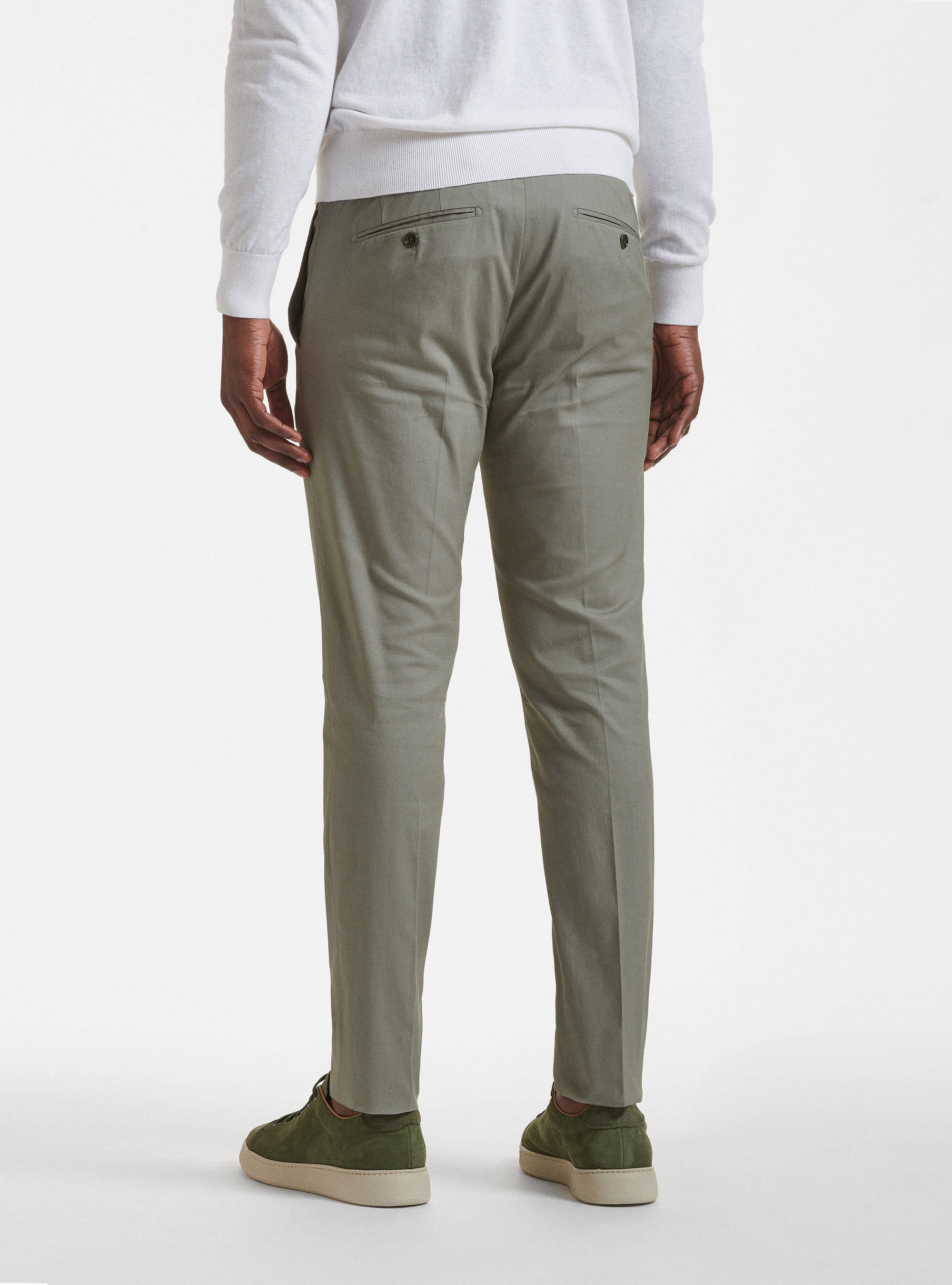 Pantaloni per abito in cotone armaturato, SALVIA 0602C