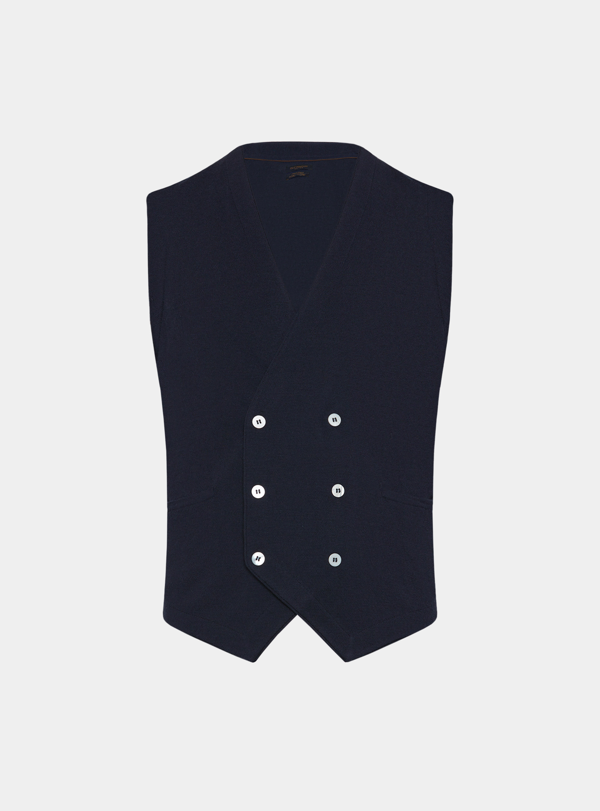 Gilet in maglia doppiopetto in pura lana merino, BLU NAVY