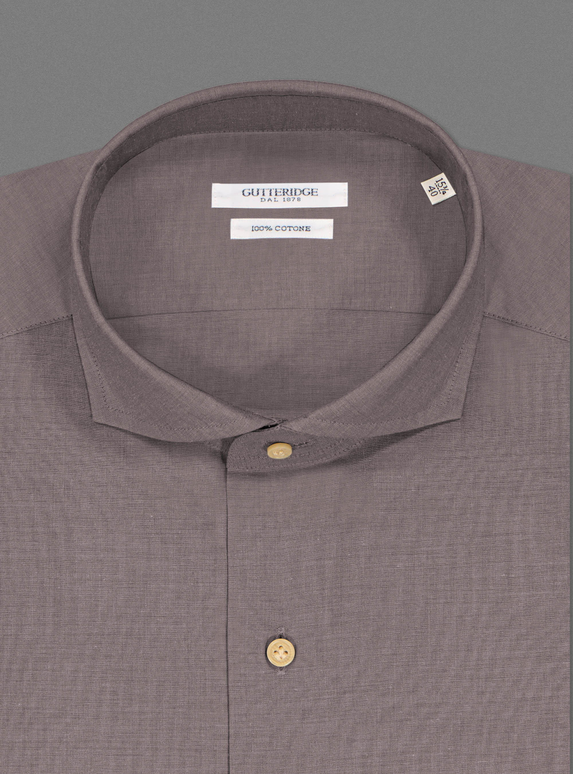 Camicia collo francese in leggera mussola di cotone, MARRONE