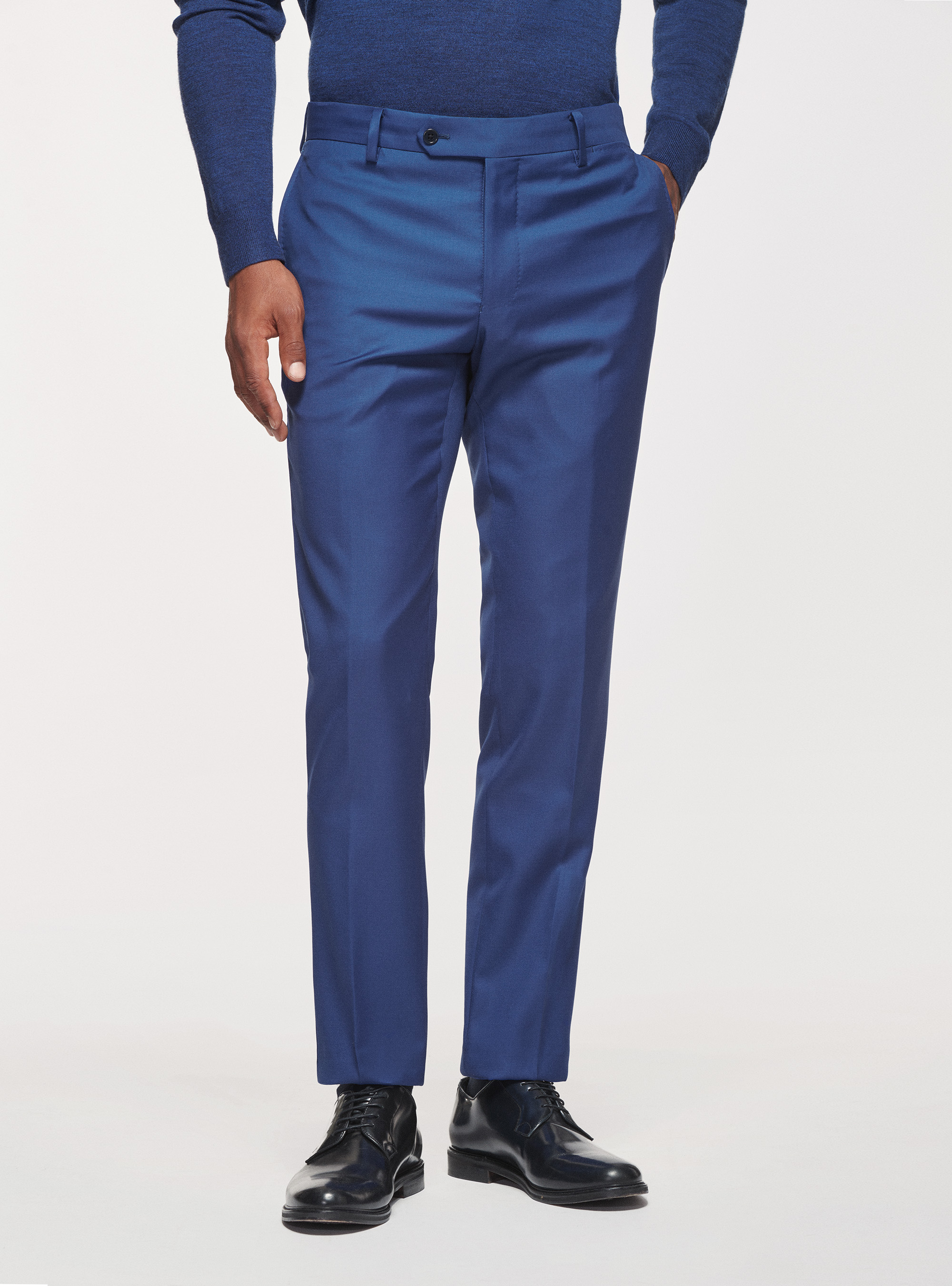 Pantaloni in pura lana superfine 110's, BLU ROYAL