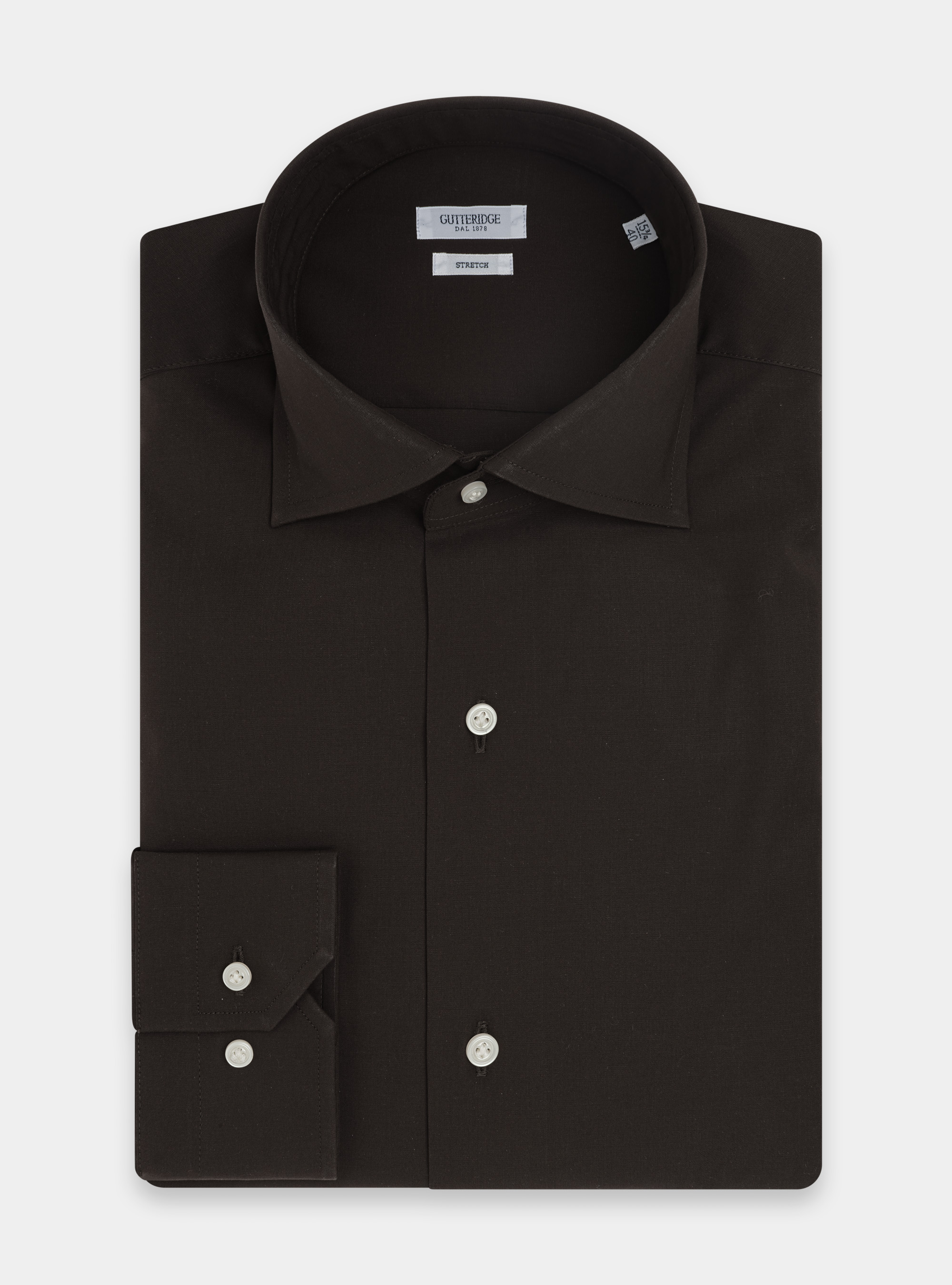 Stretch poplin shirt, BROWN