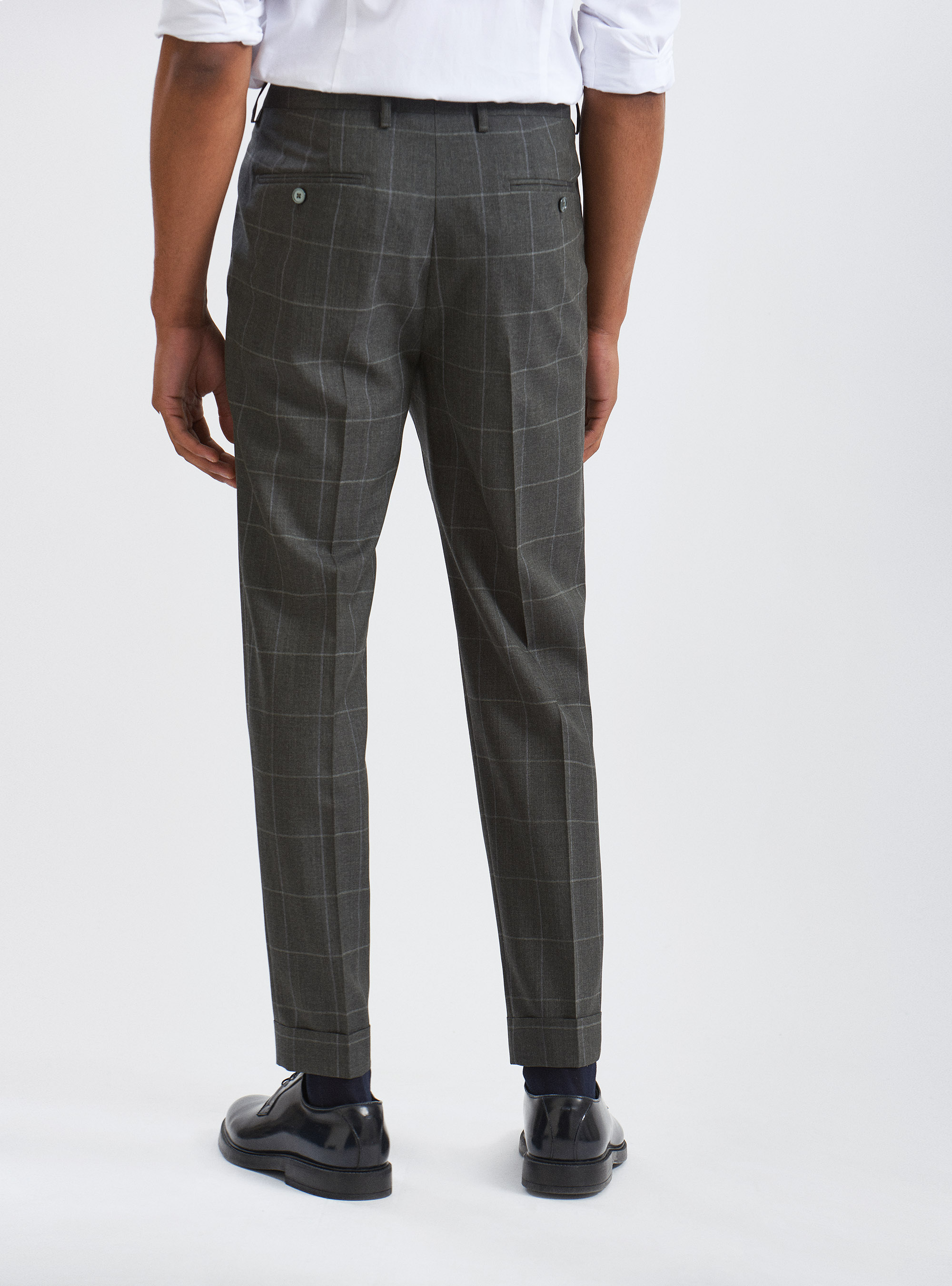 Pantaloni per abito a quadri in pura lana tessuto Vitale Barberis Canonico, VERDE