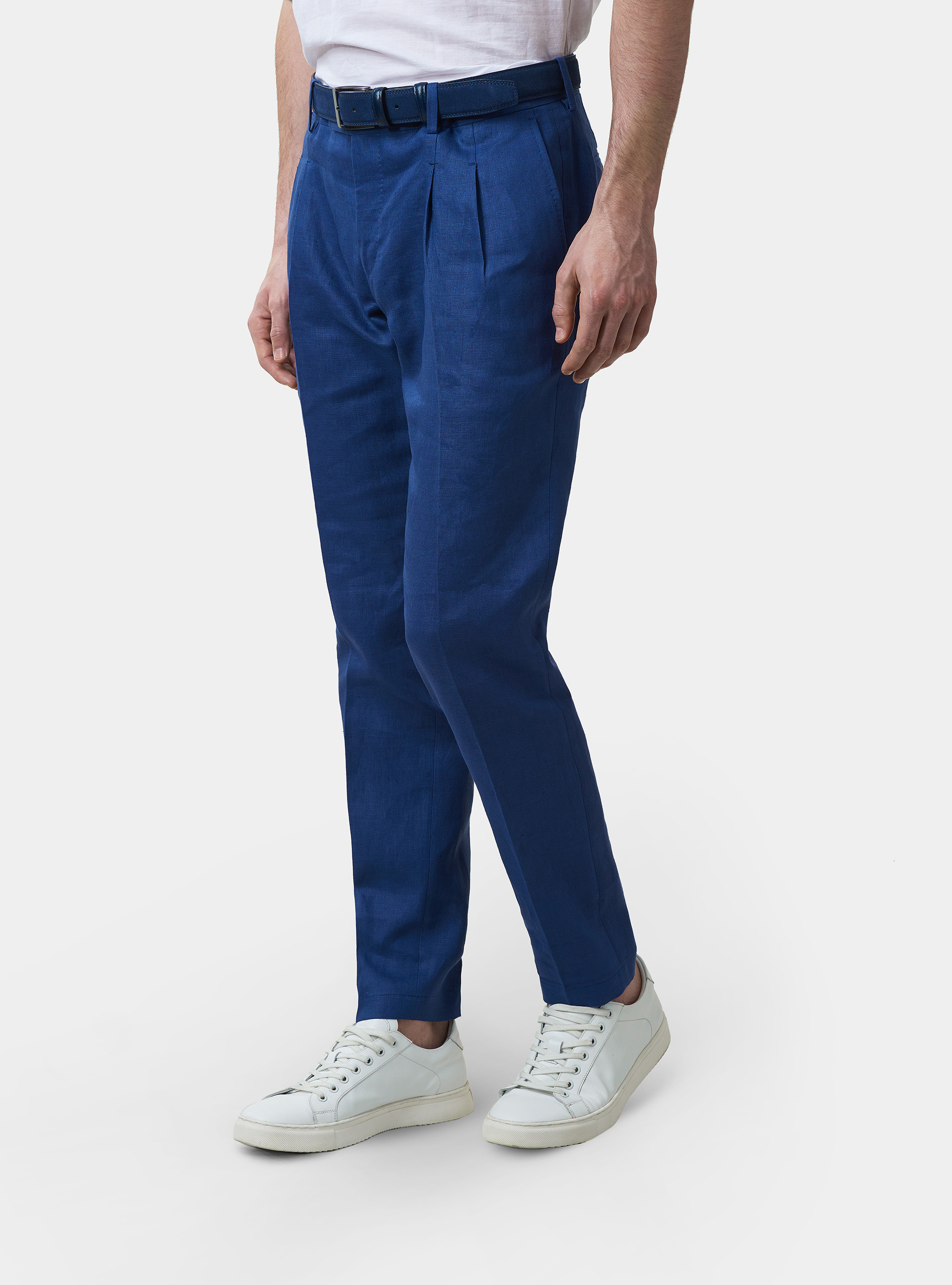 Pantaloni per abito in puro lino, BLU