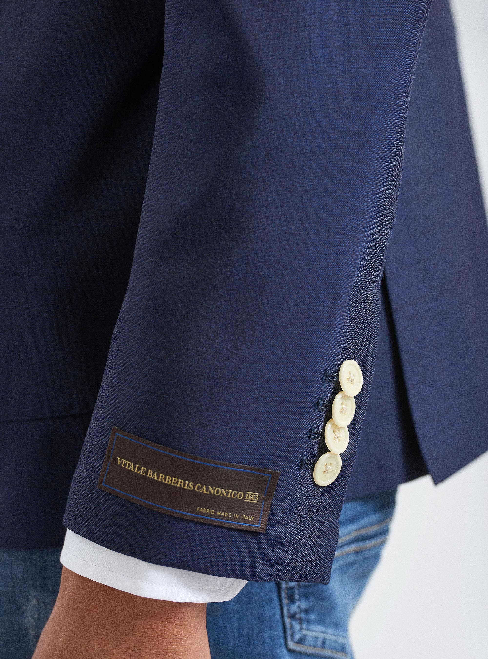 Giacca doppiopetto in pura lana tessuto Vitale Barberis Canonico, BLU NAVY