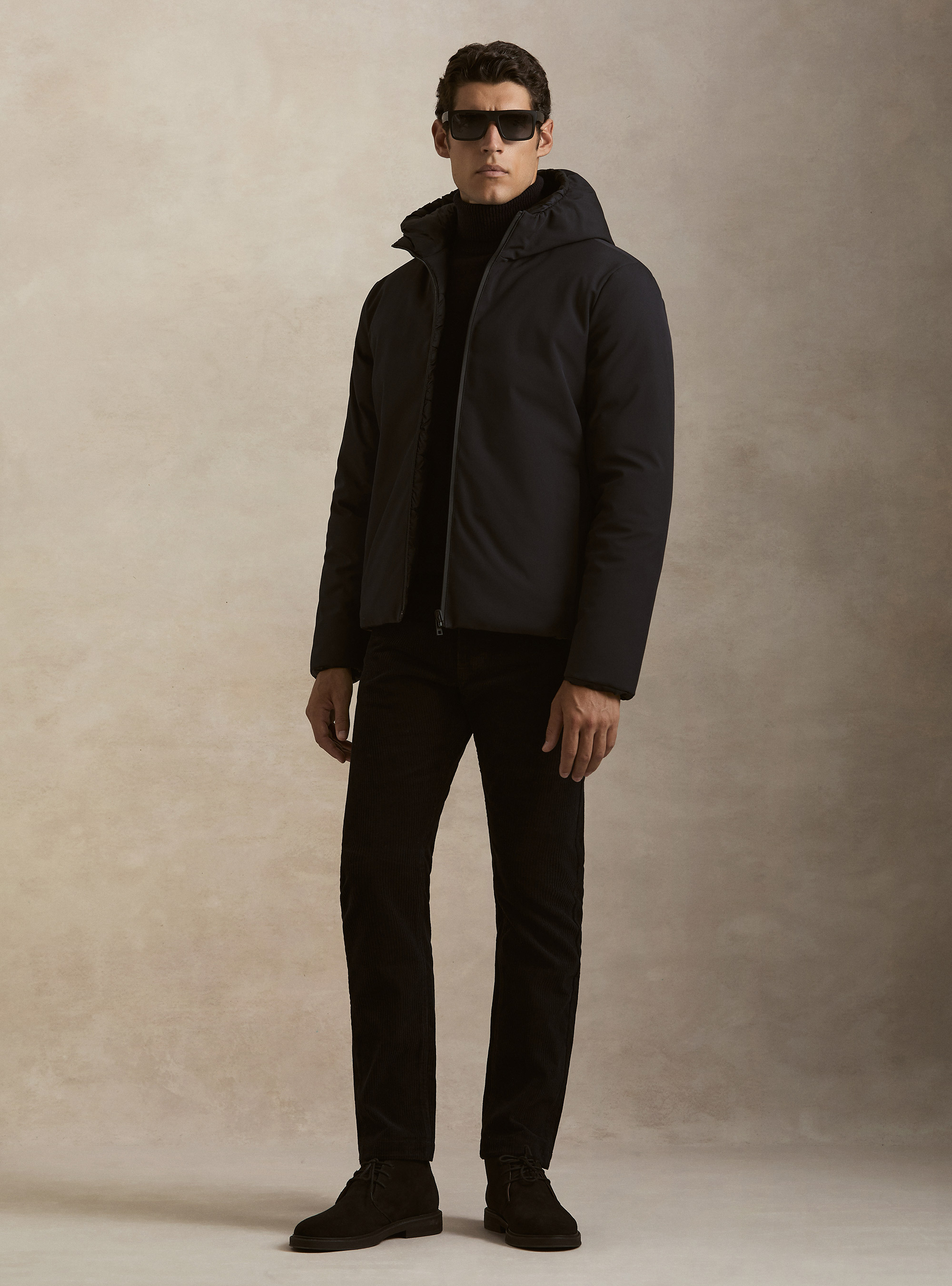 Reversible hooded bomber jacket, NAVY BLUE