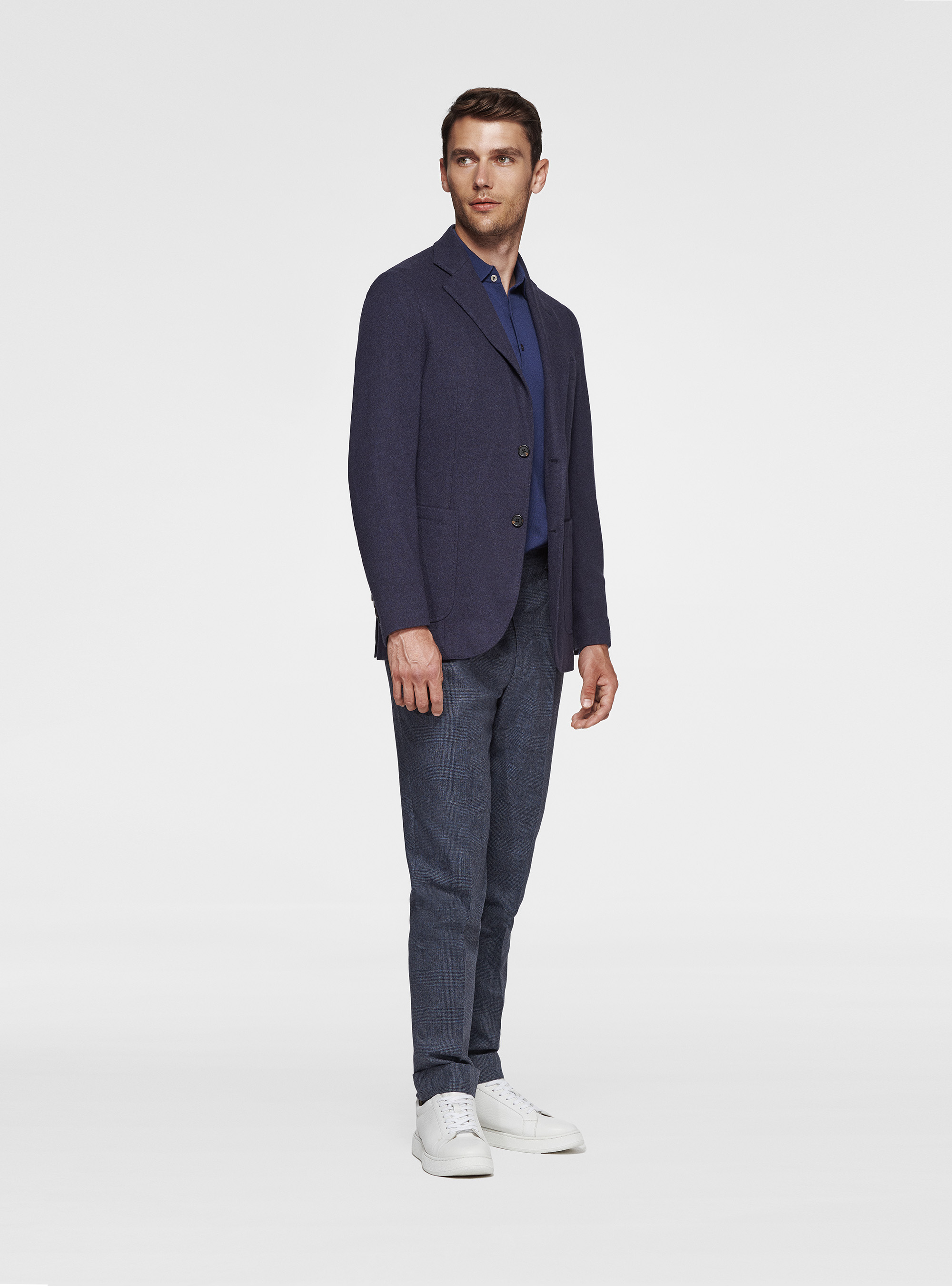 Giacca in jersey di lana, BLU NAVY