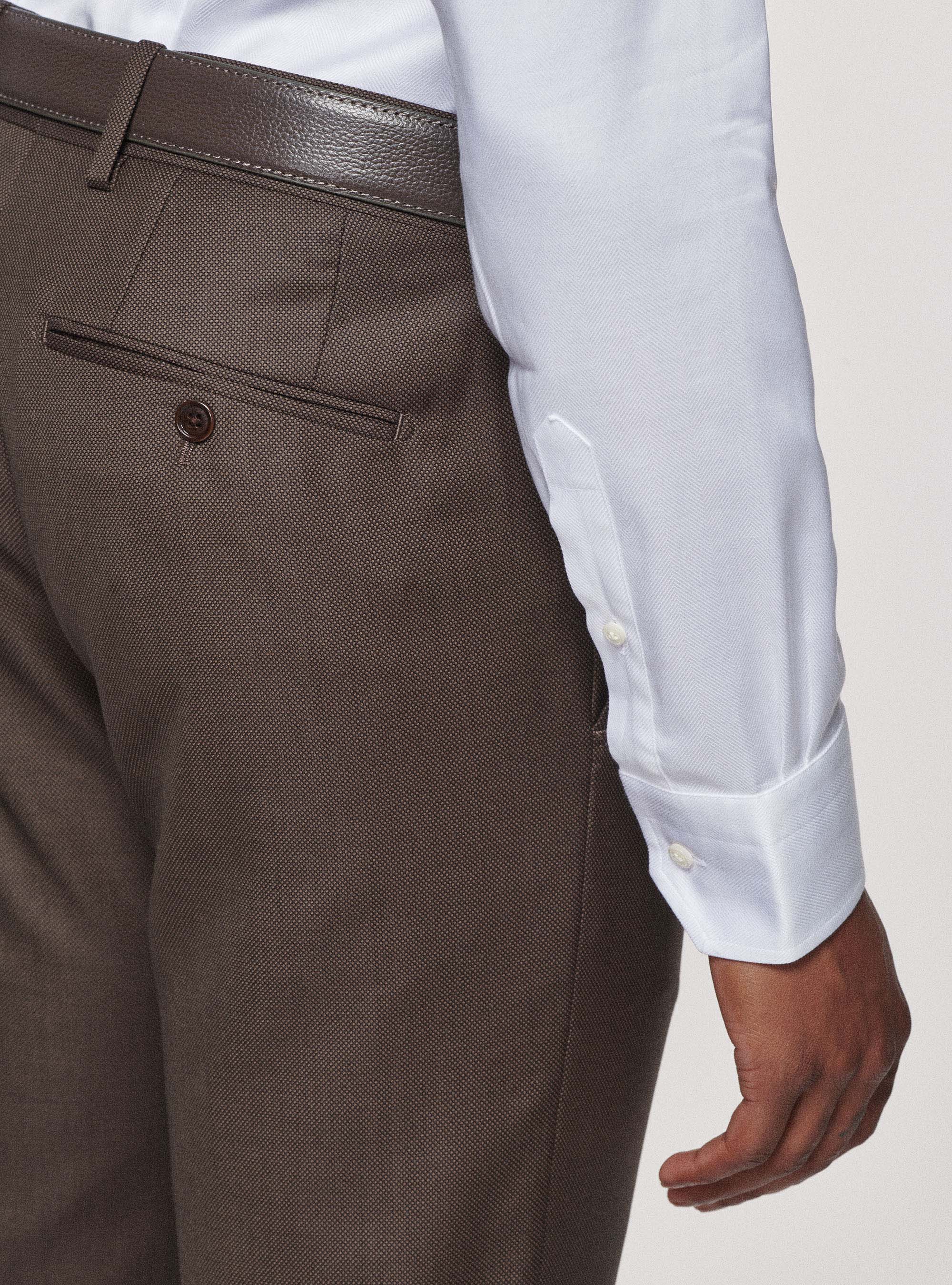 Camicia in cotone spigato, BIANCO