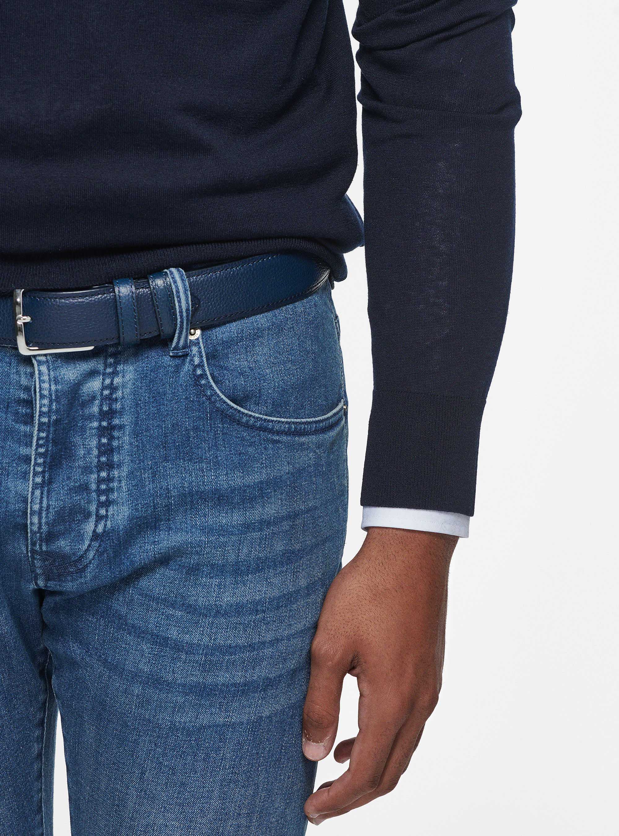 Silk and cotton crew-neck sweater, NAVY BLUE