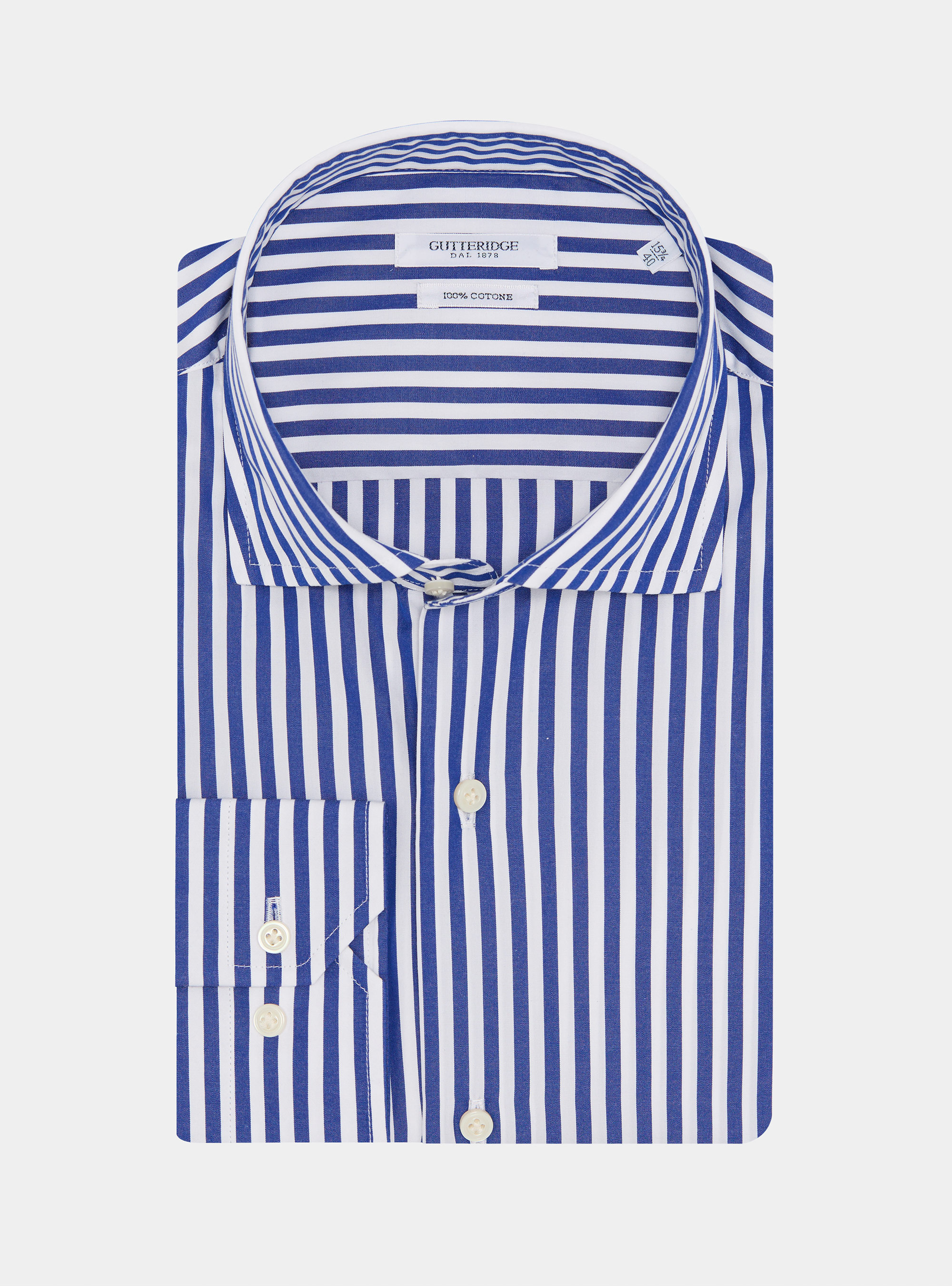 Camicia in popeline di cotone riga larga, BLU