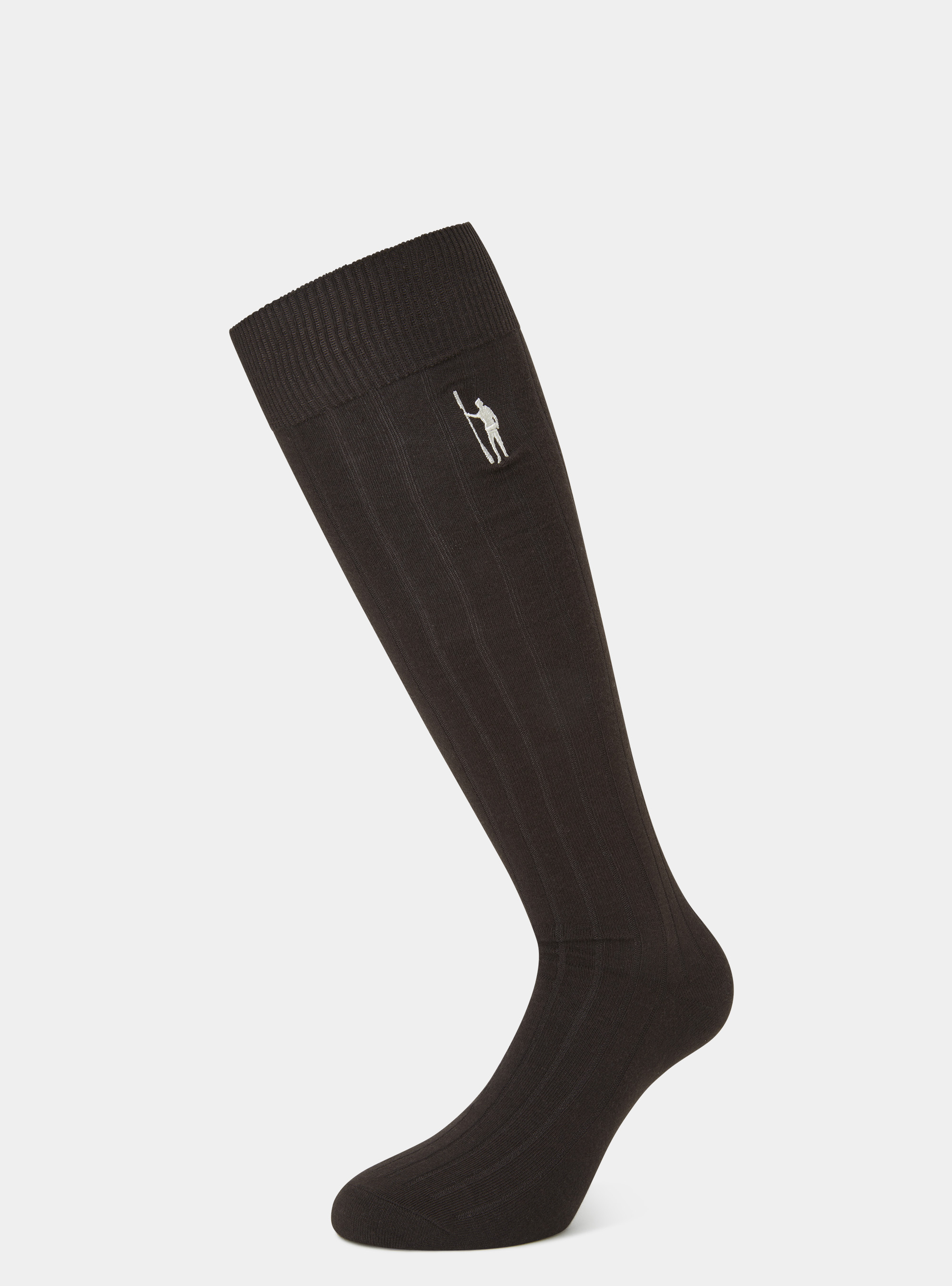 Calze in misto cotone a coste, MARRONE