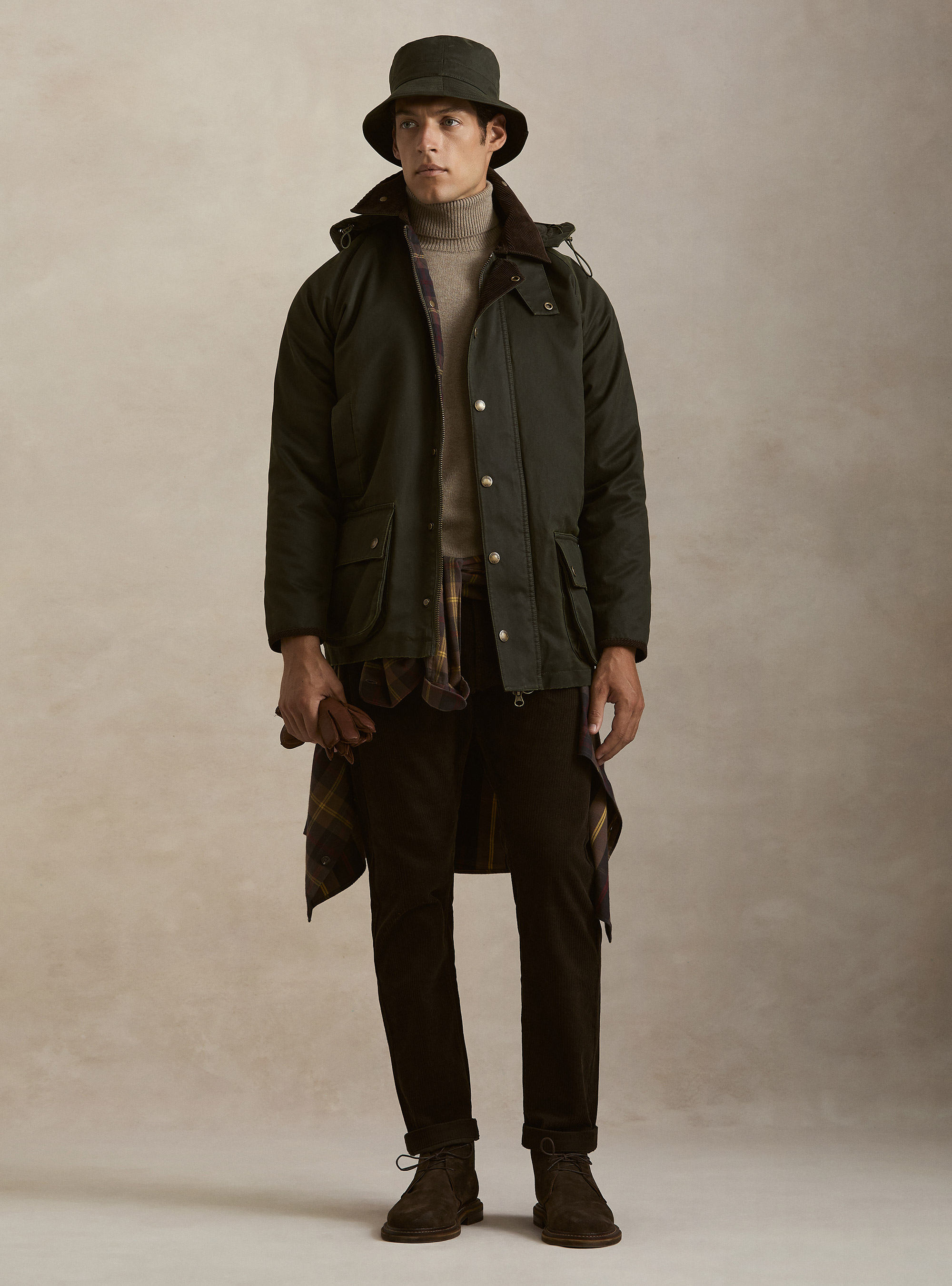 Cotton-blend waxed jacket, GREEN