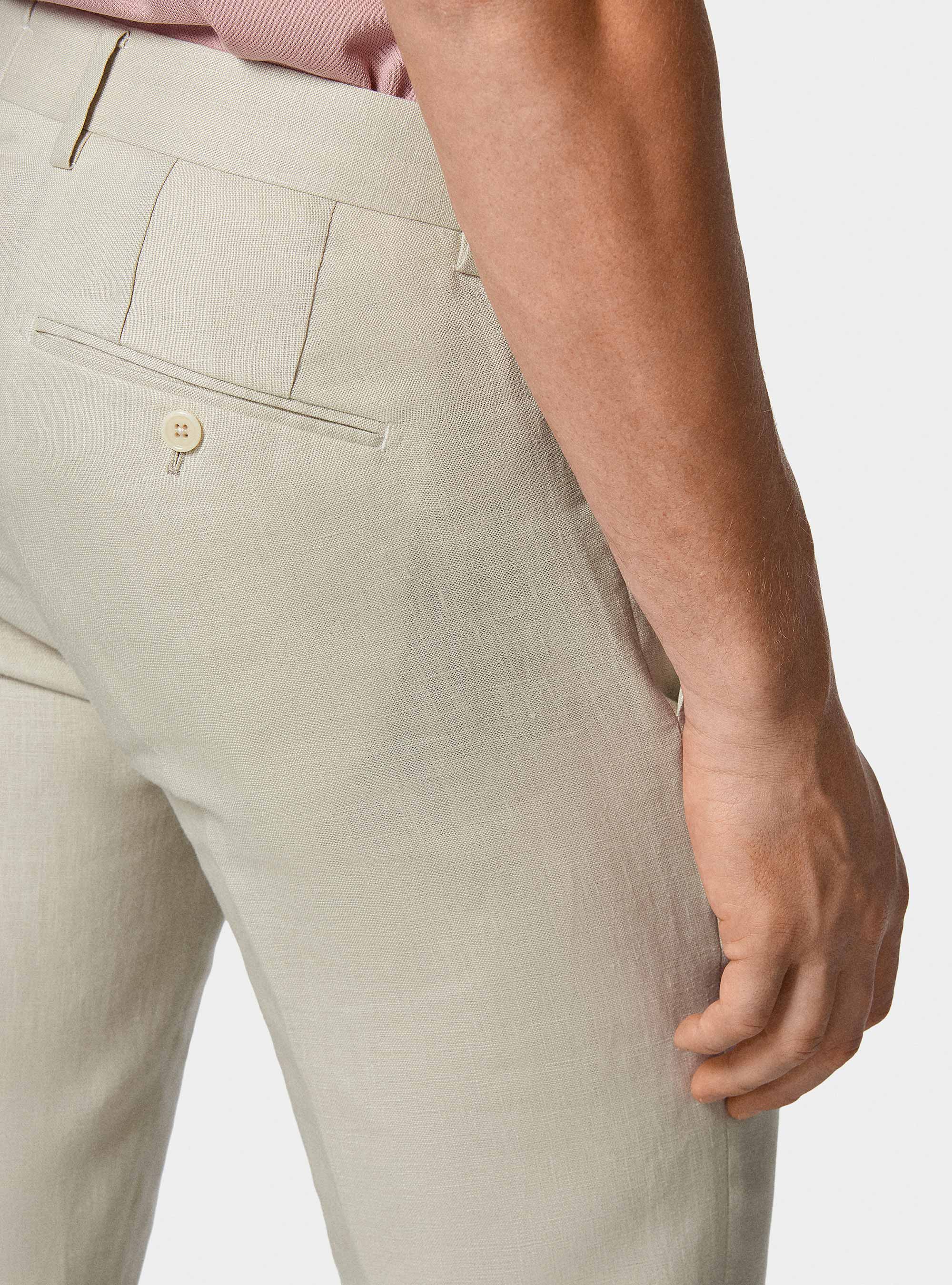 Pure linen suit trousers, ECRU
