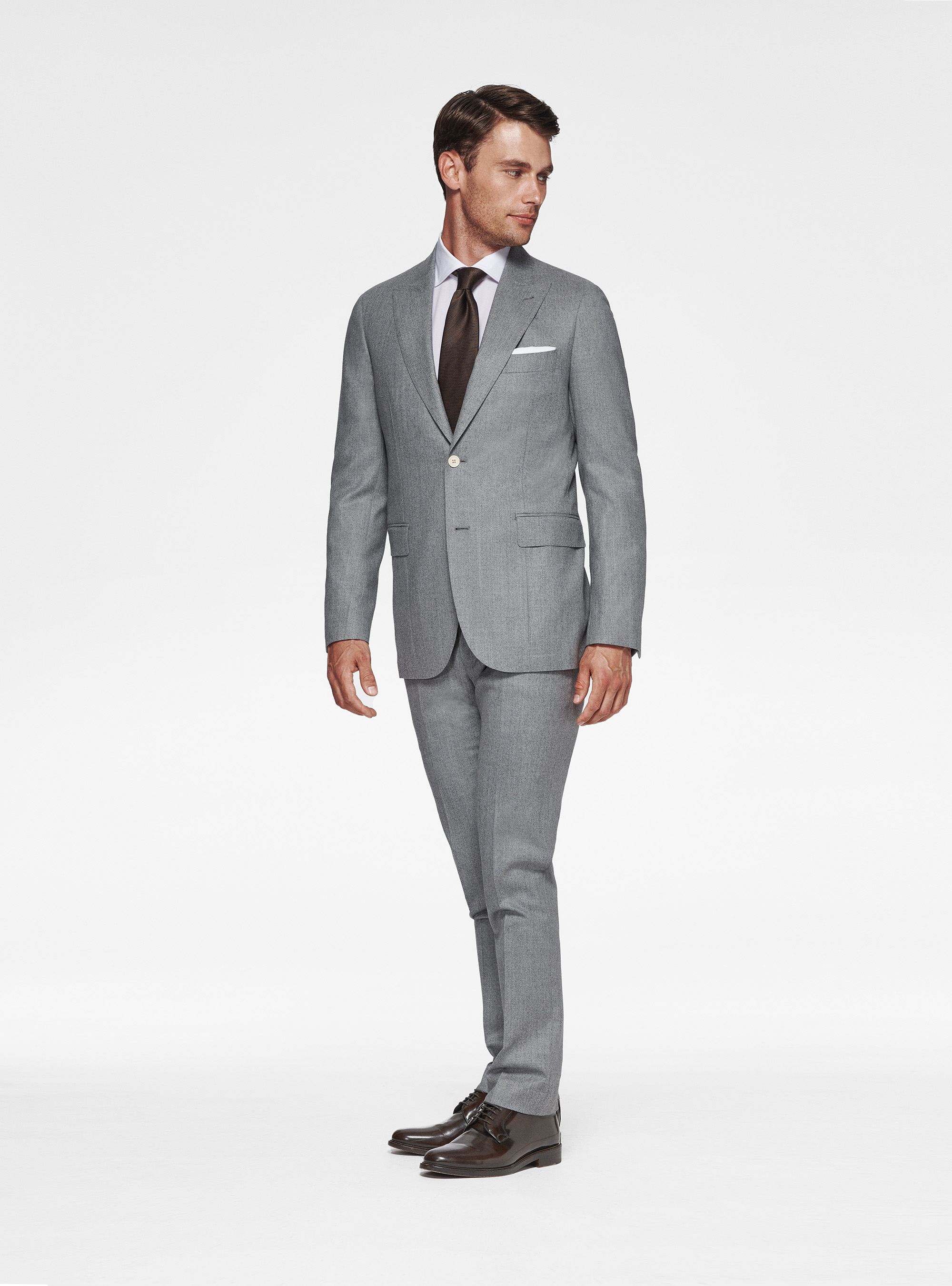 Flannel lance-breasted blazer, LIGHT GREY MELANGE