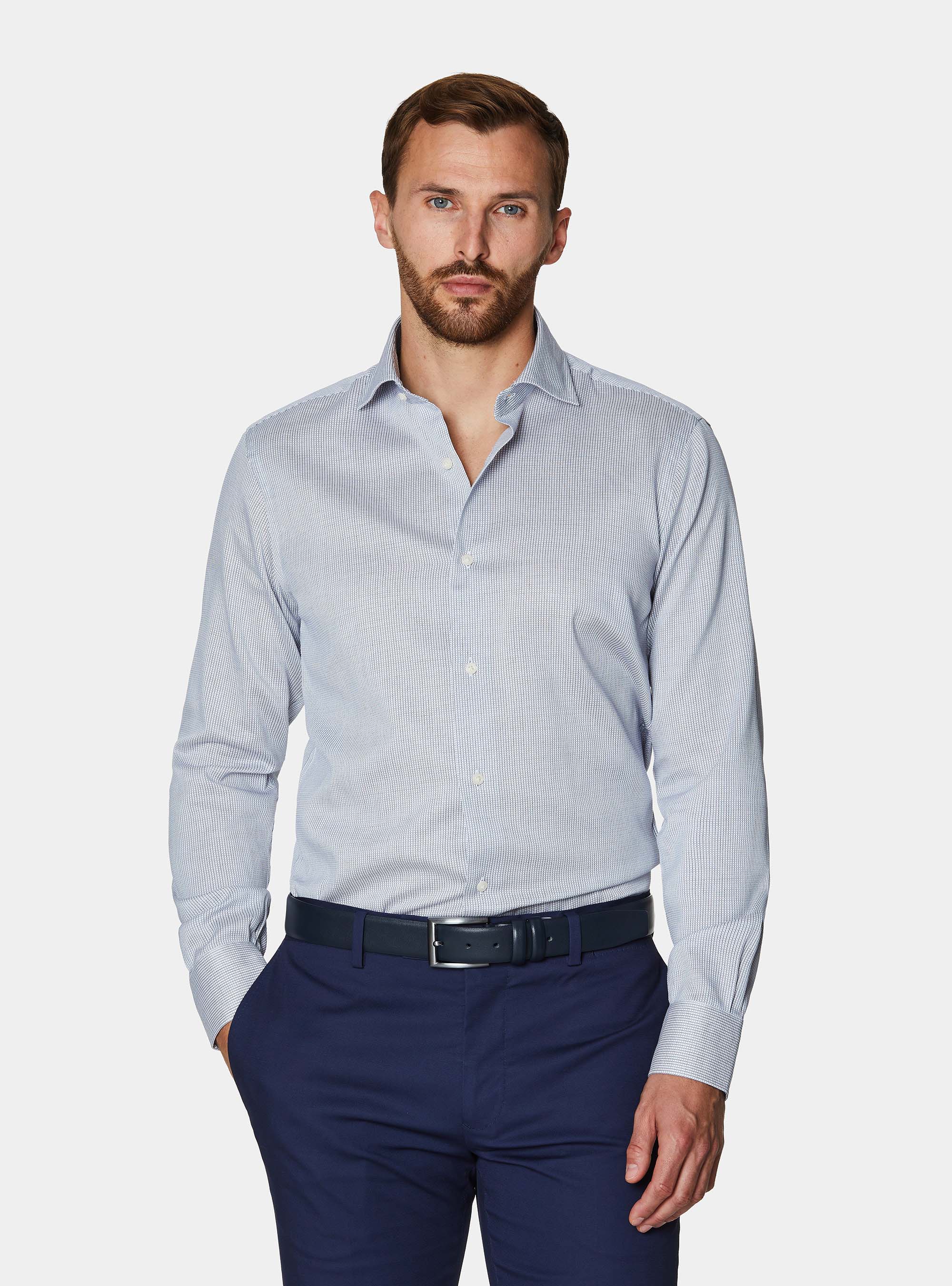 Camicia in cotone operato micro check