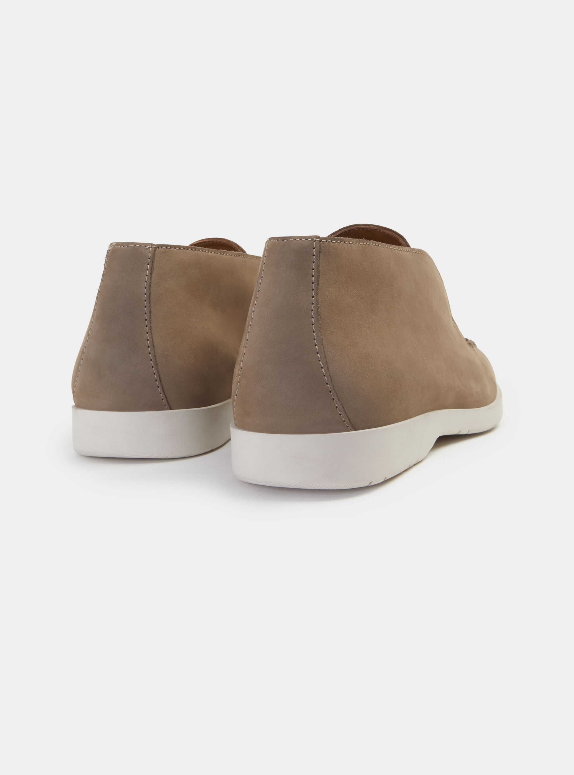 Nubuck leather slip-on ankle boots, ECRU