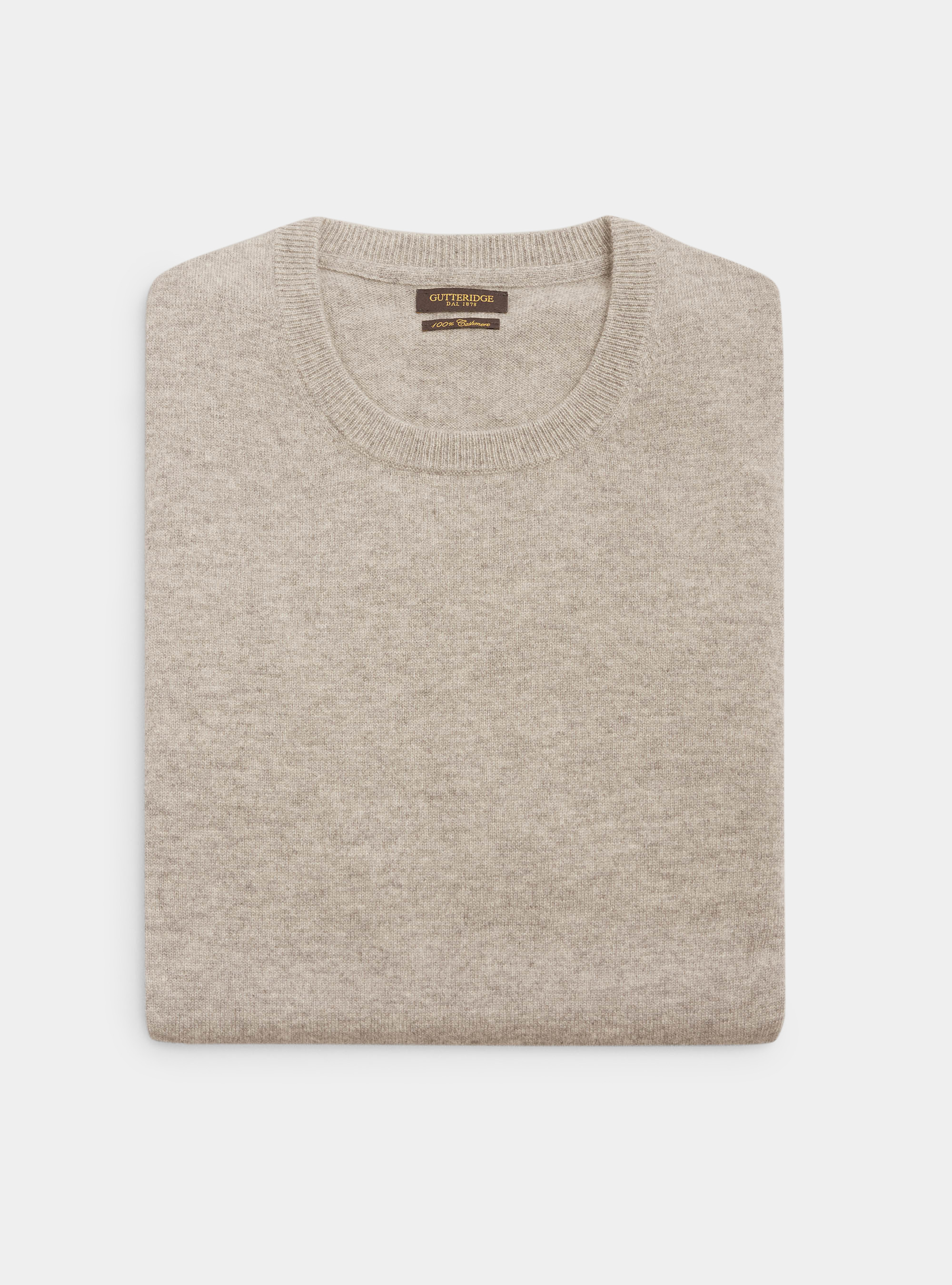 Crew-neck sweater 100% cashmere, OFF-WHITE