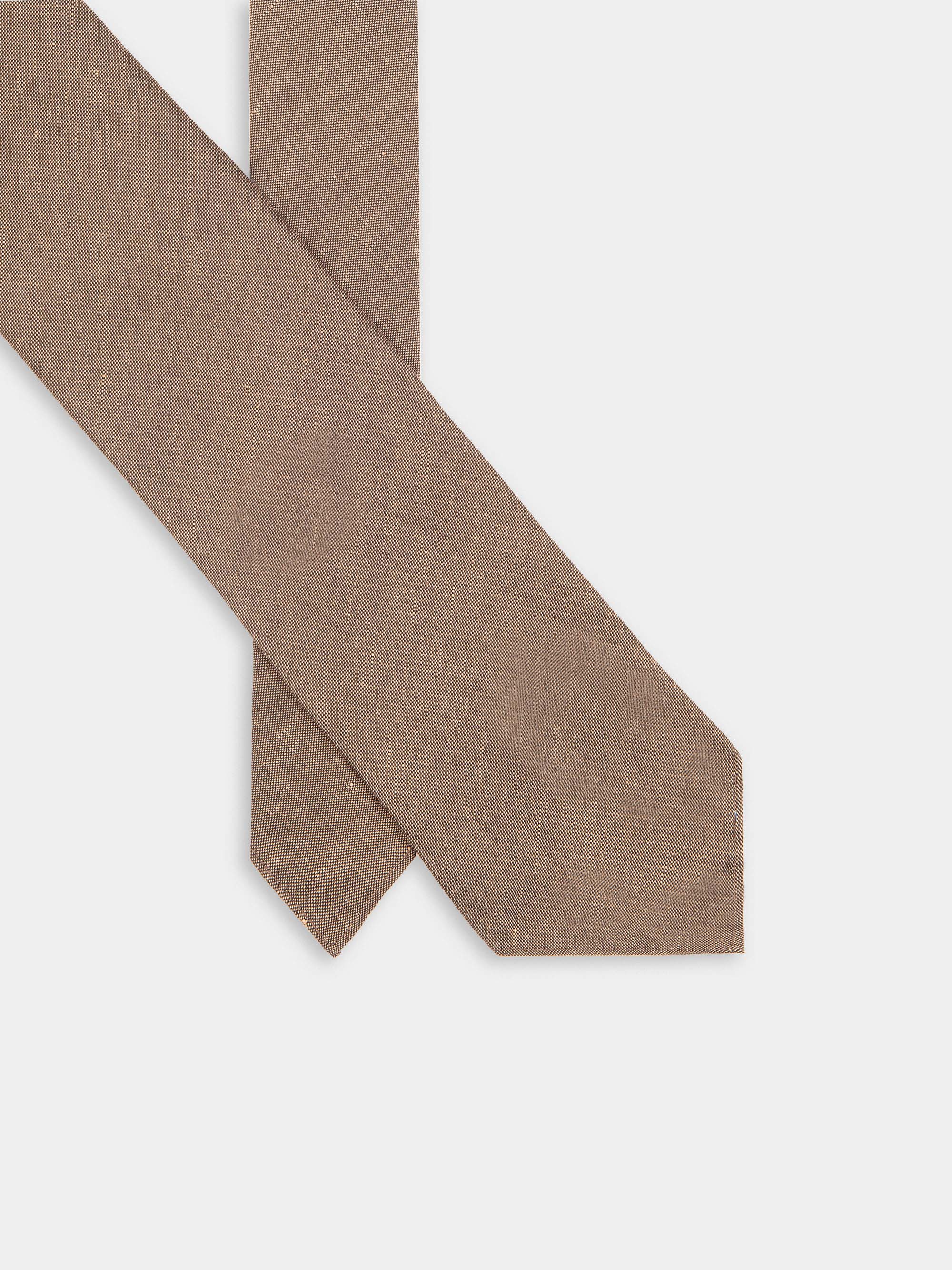 Plain linen and cotton tie, BROWN