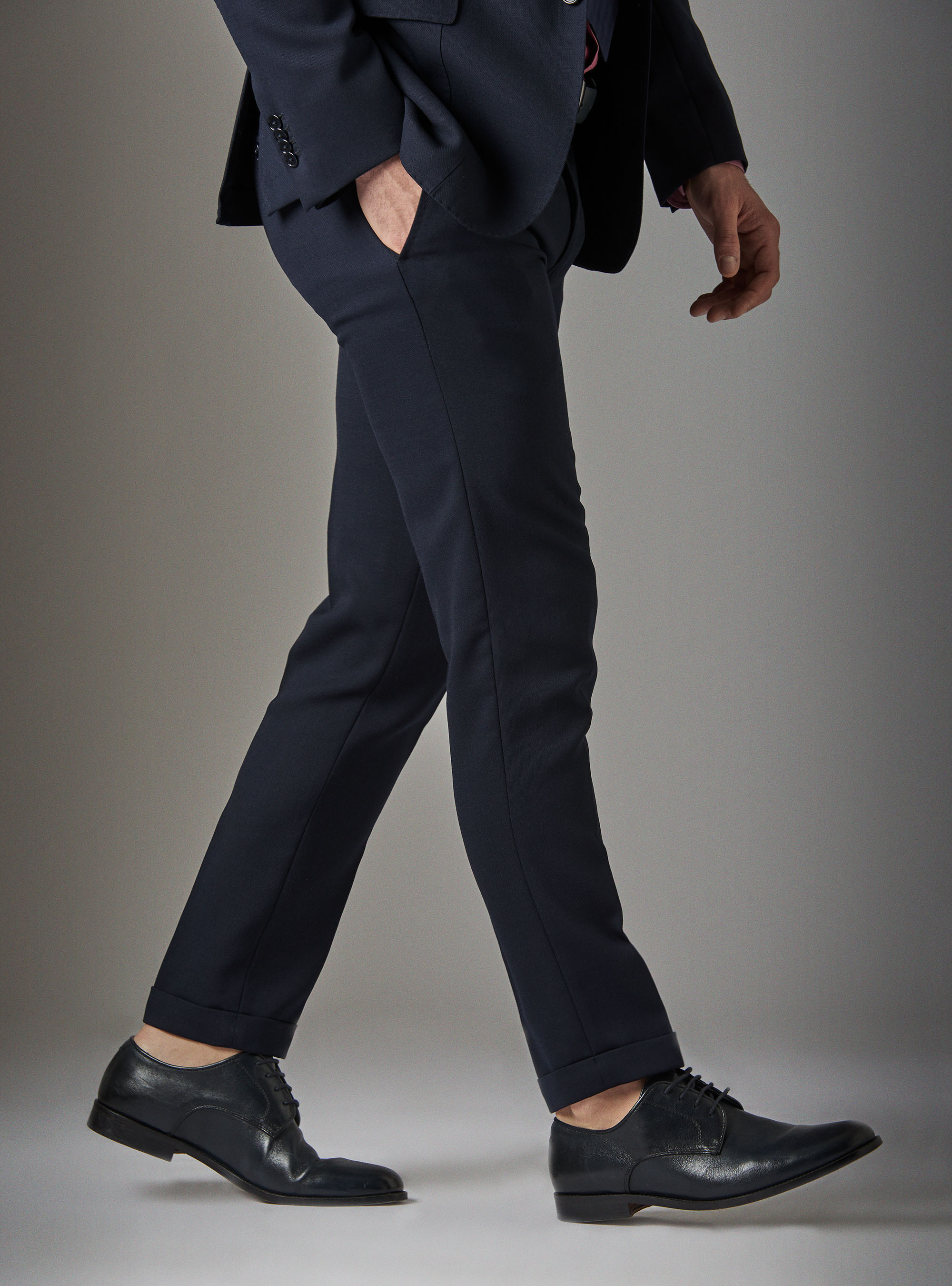 Pantaloni da abito micro texture, BLU NAVY