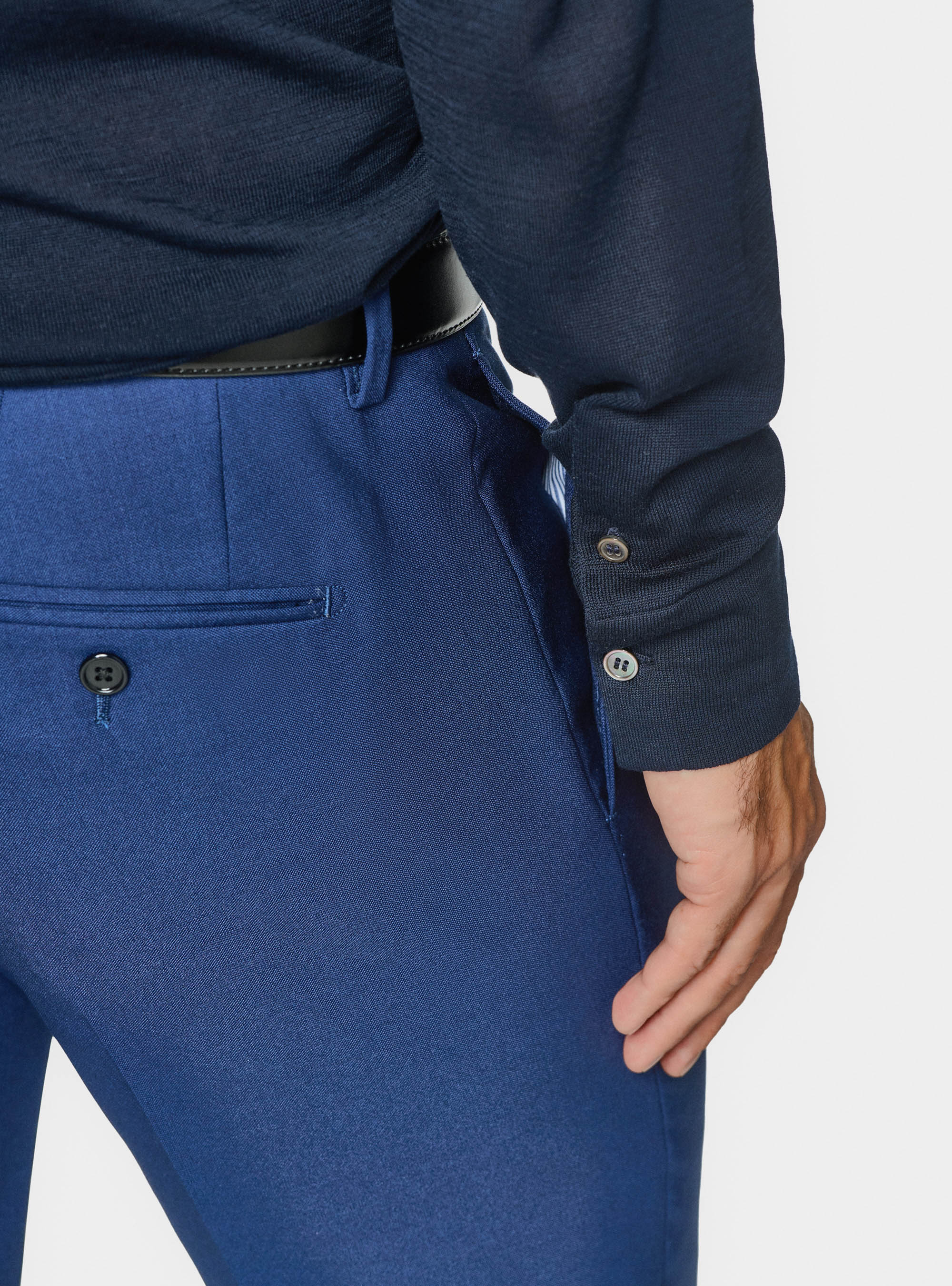 Polo en tricot de coton et de soie, BLEU MARINE