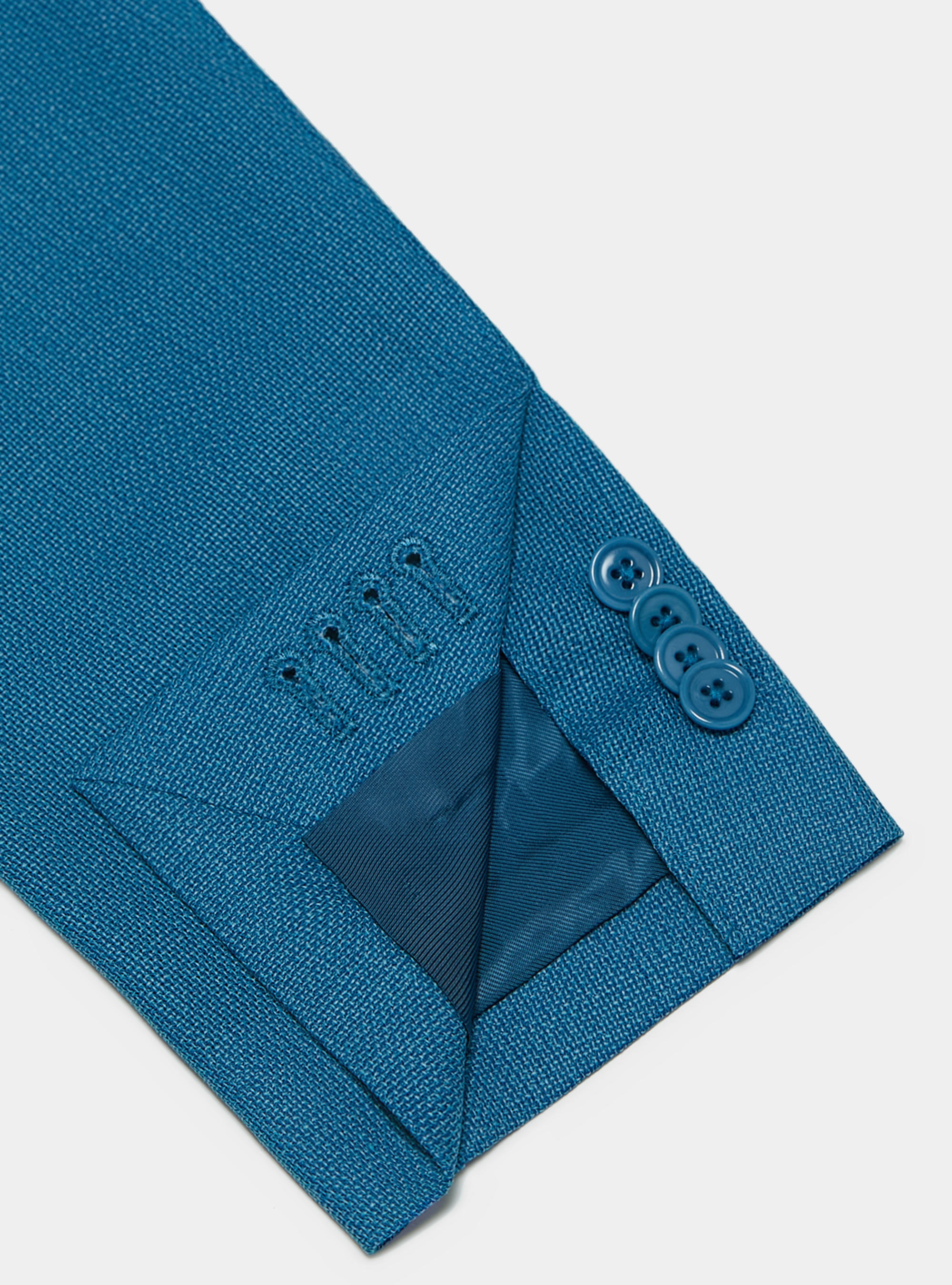 Micro-textured wool blazer, PETROL