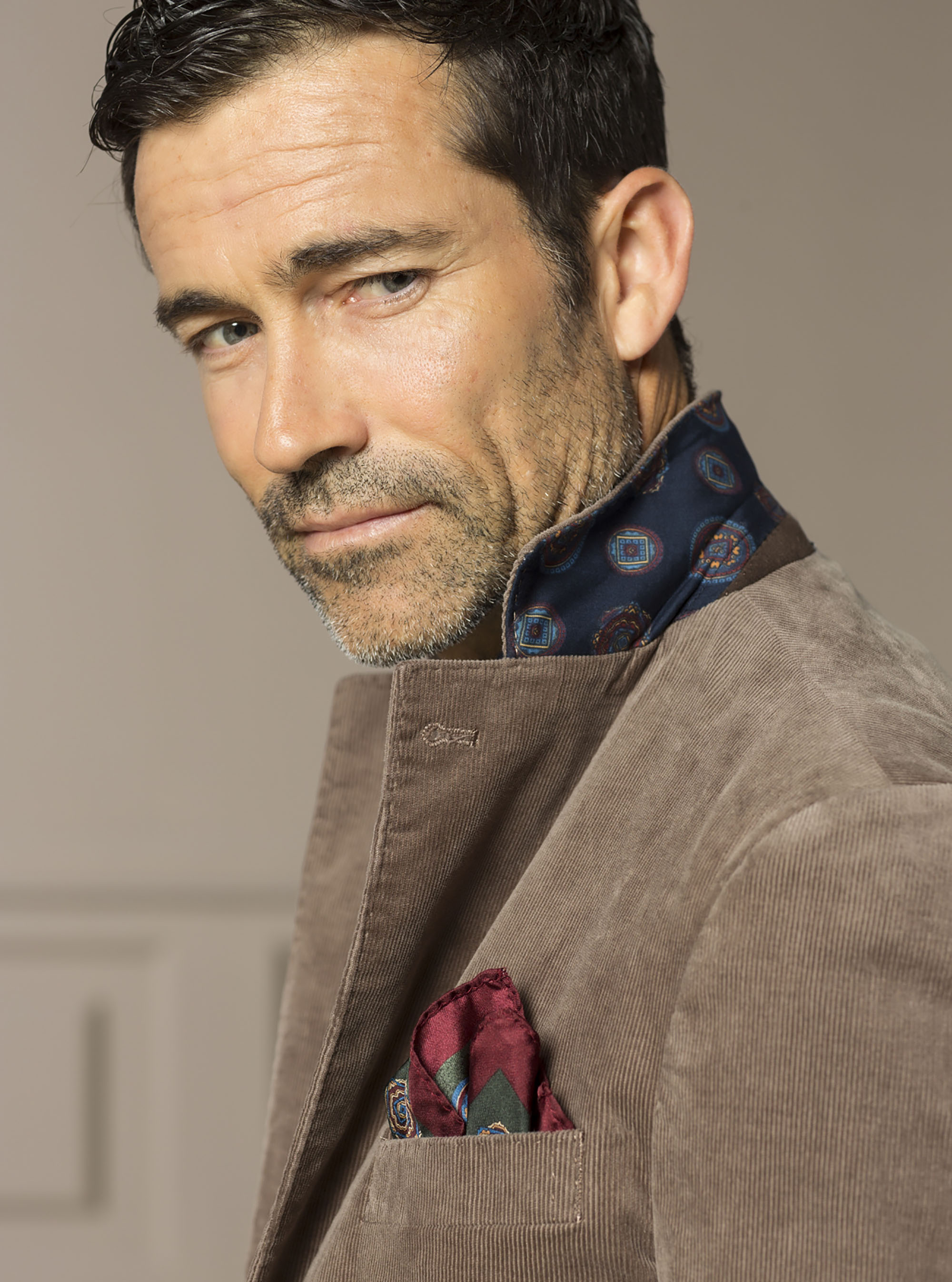 Cotton velvet blazer, SAND